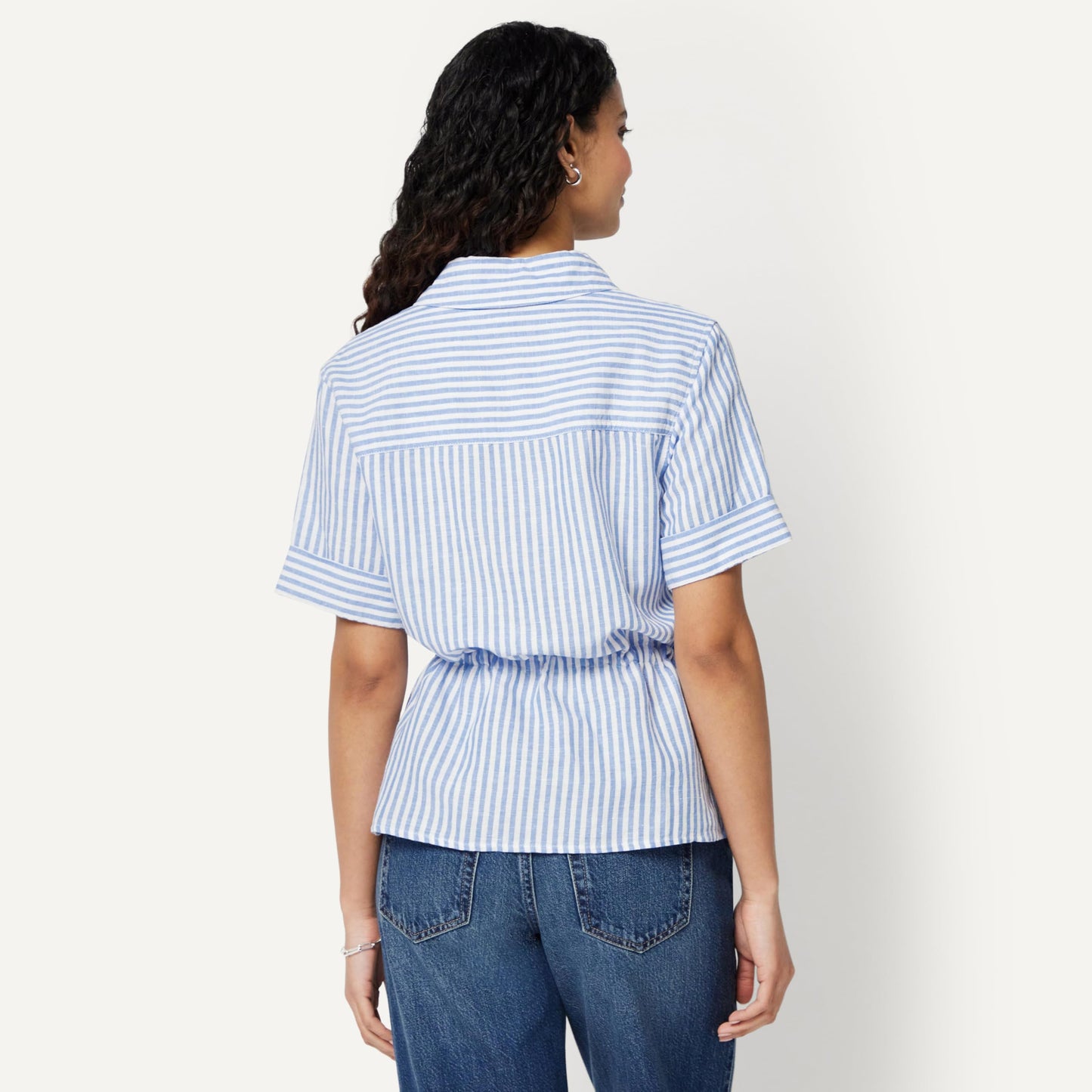 Amazon Essentials Damen Leinen-Bluse mit Verstellbarer Taille