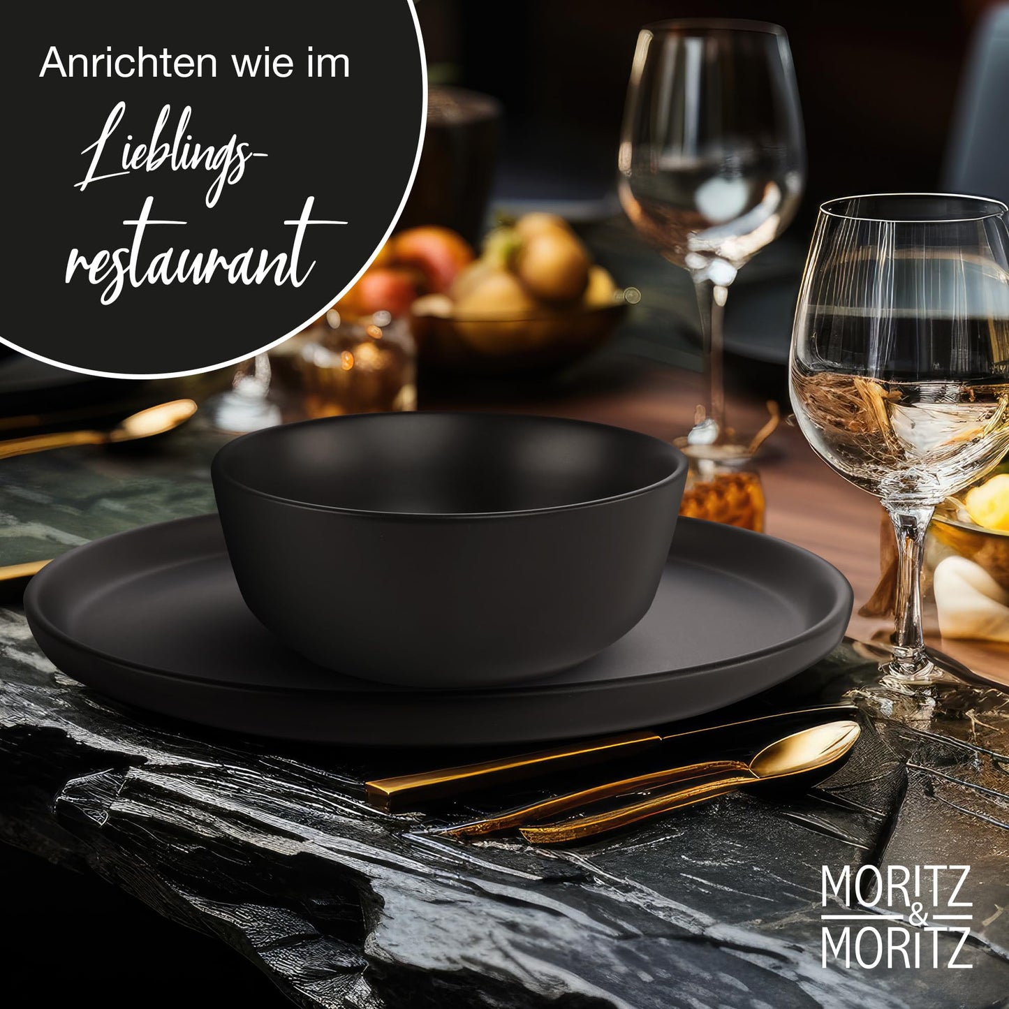 Moritz & Moritz NORDIC Geschirrset 6 Personen 18-teilig Taupe - Elegantes Teller Set aus hochwertigem Steinzeug - Geschirr Set aus 6x Dinnerteller, 6x Dessertteller, 6x Suppenteller
