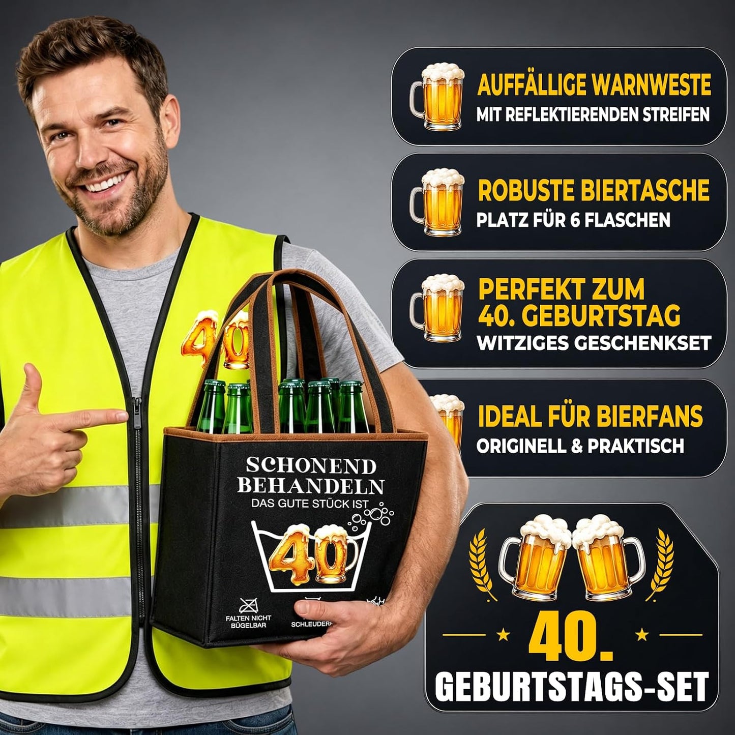 WenmthG Lustige Geschenke zum 30 40 50 60 Geburtstag Mann, Bier Geschenkset