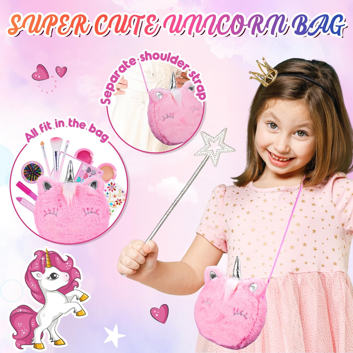 Hapikids Kinderschminke Geschenke Mädchen 3-10 Jahre,Schminke Kinder Spielzeug ab 3 -8 Jahre Kinderschminke Set Geburtstagsgeschenk für Mädchen Schminkkoffer Geschenke