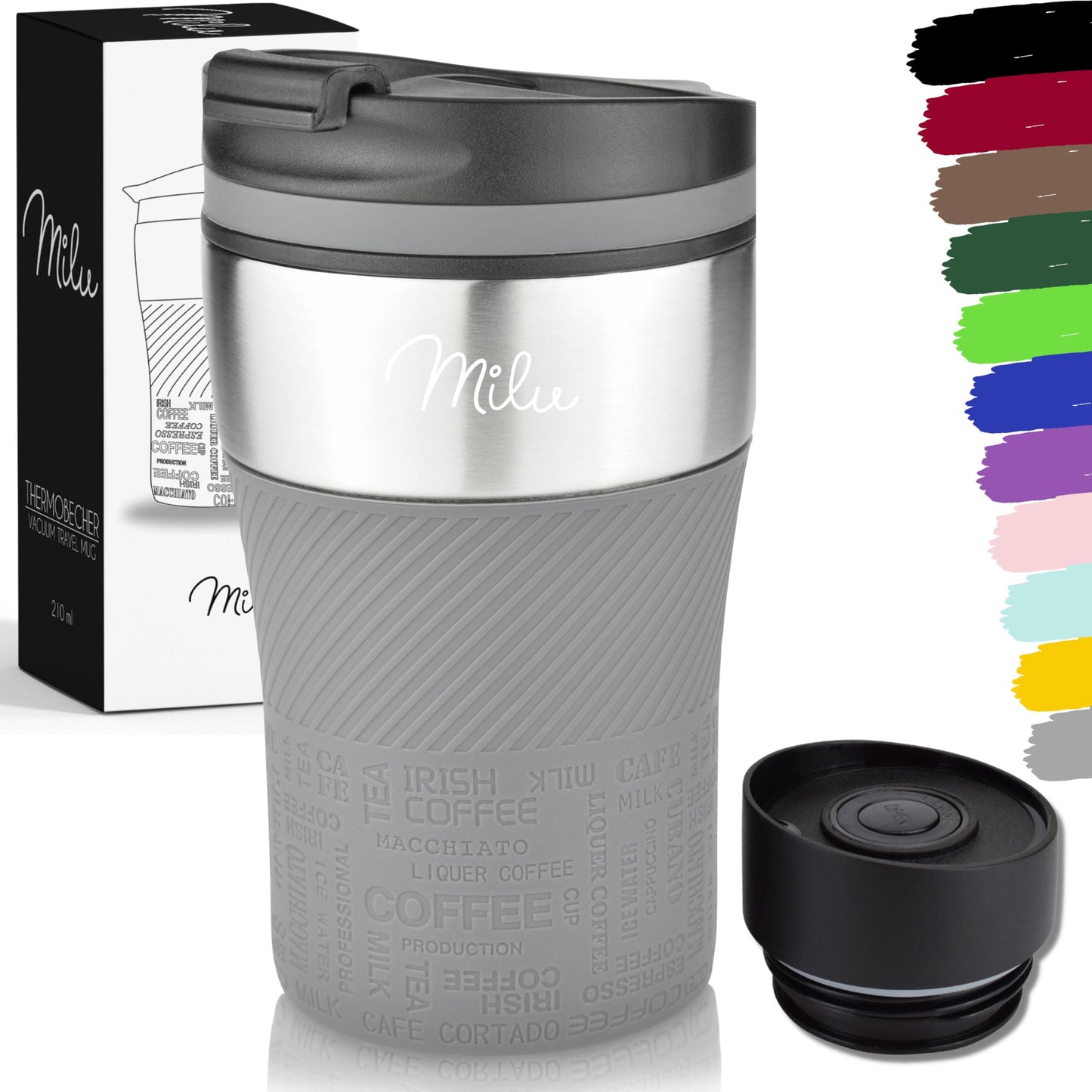 Milu Thermobecher Isolierbecher Kaffeebecher to go - 210ml 100% Auslaufsicher - Trinkbecher aus Edelstahl - Autobecher doppelwand Isolierung - Thermo Becher - Travel Mug (Rot)