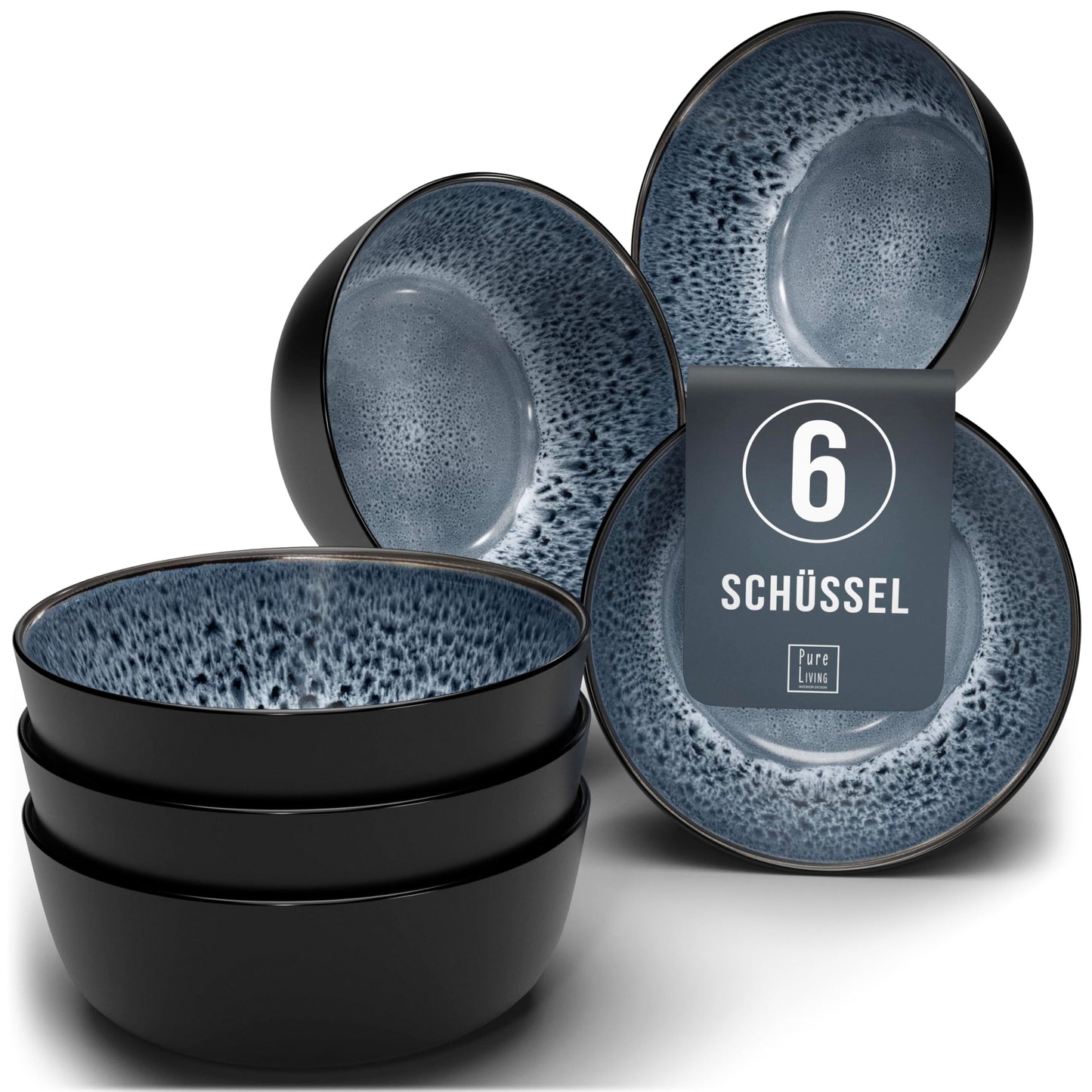 Steingut Frühstücksteller 6 Pers. Ibiza Hochwertiges Mediterranes TEST SEHR GUT Dessertteller Set - Kuchenteller spülmaschinen- und kratzfest - Kleine Teller, Salatteller Pure Living in Petrol