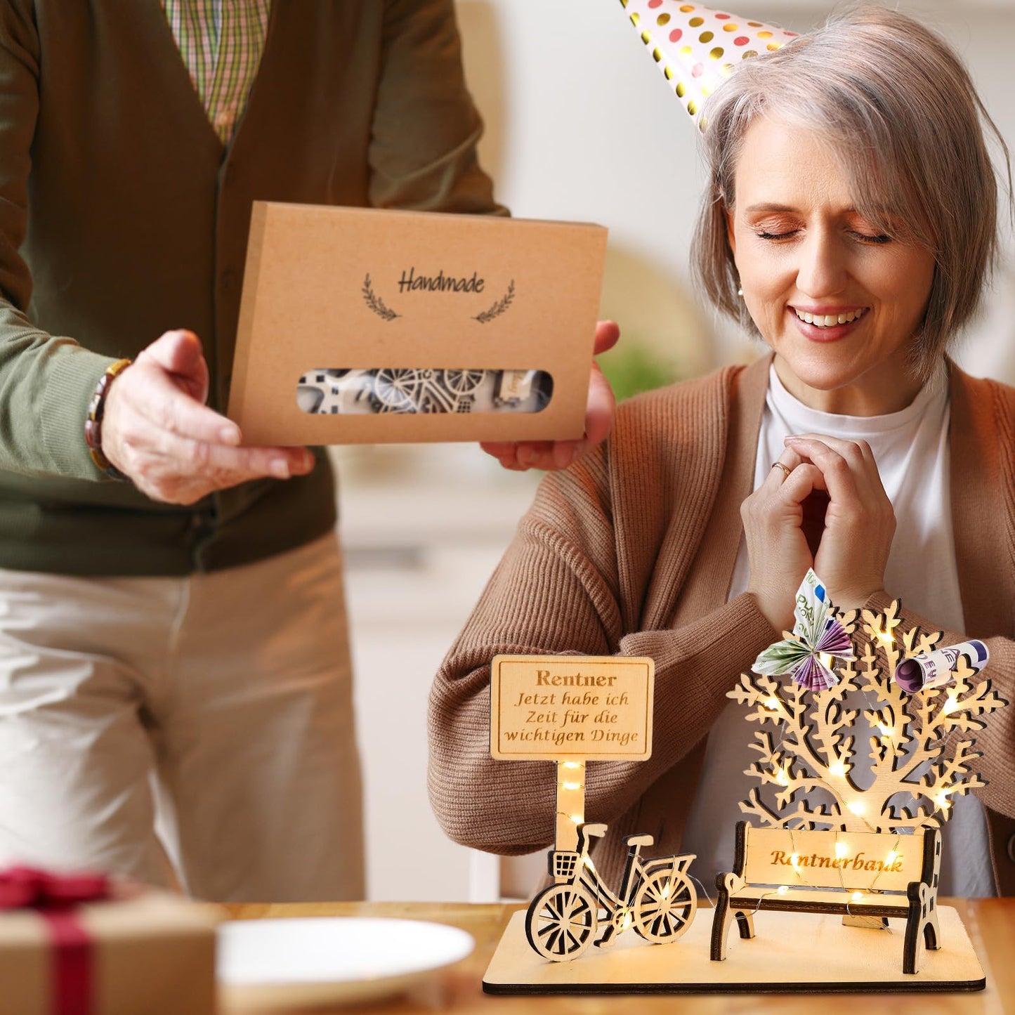 I LOVE MOM Geldgeschenk Geburtstag Holz, Fahrrad Geschenk, DIY Holz Schild Gästebuch Dreidimensionale Bäume Sitzbank Deko Zahlen für Geschenke, Hochzeiten, Partys, Geburtstage, Jubiläum (GYY-60)