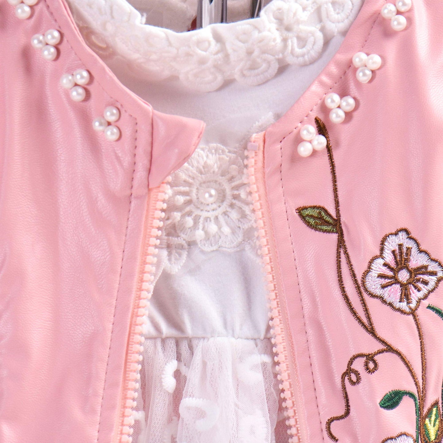 YYA 6M-4J Baby Mädchen Jeans 3-teiliger Anzug bestickter Spitzenrock Jeansjacke und Jeans