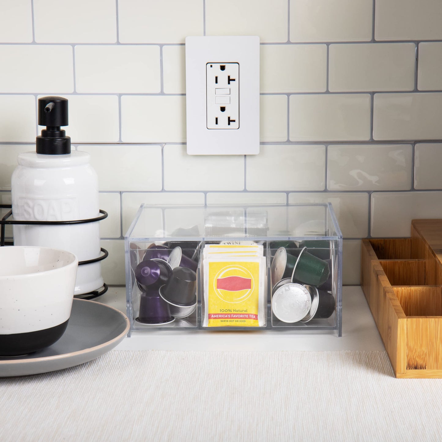 Mind Reader Teebeutelhalter und Organizer mit 6 Schubladen, Schwarz