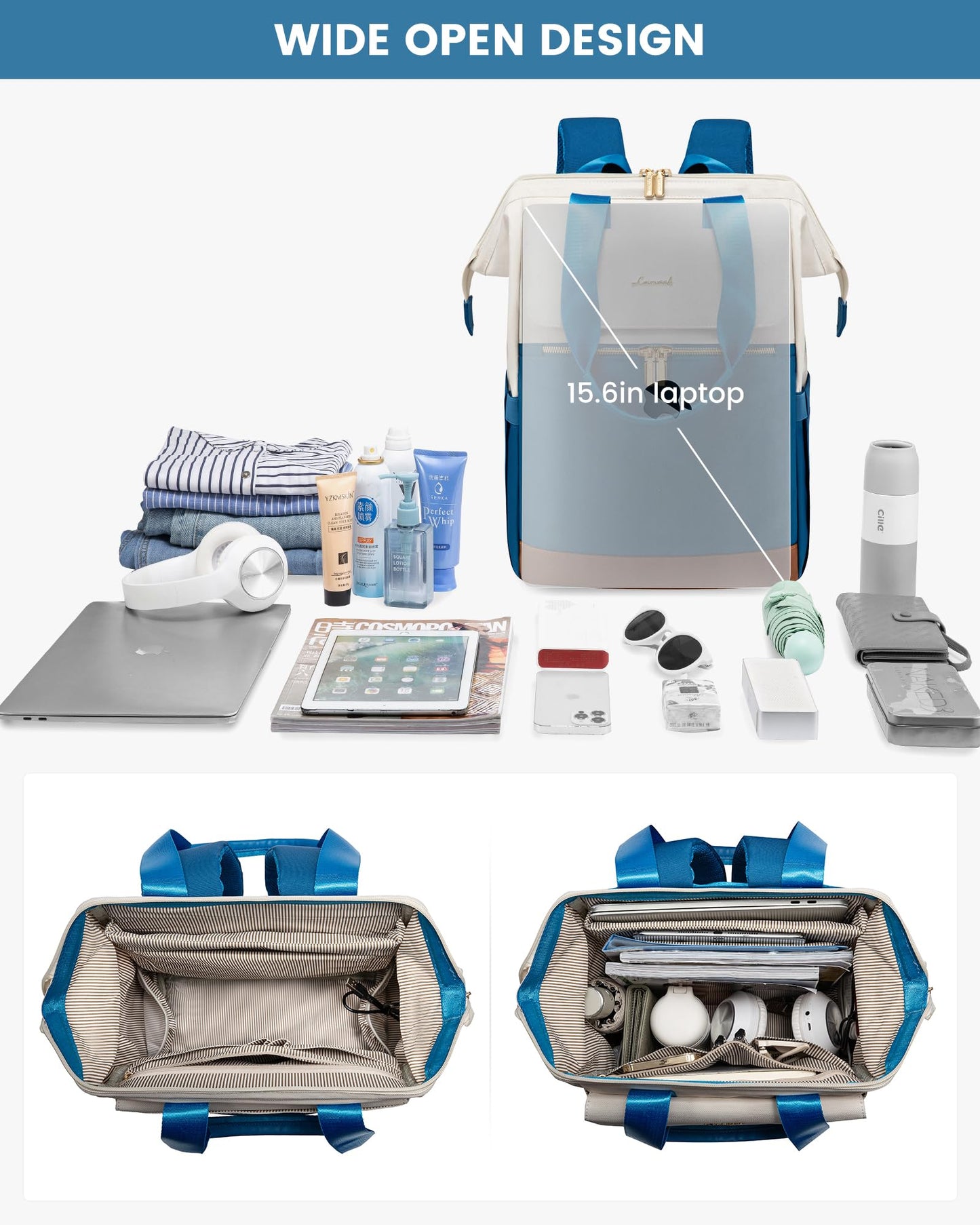 LOVEVOOK Rucksack Damen, Laptop Schulrucksack Wasserdicht, Schultasche Teenager Backpack Women Elegant Tagesrucksäcke Handtasche 2 in 1, 15,6 Zoll Arbeitstasche Lehrertasche Reiserucksack für Uni Büro