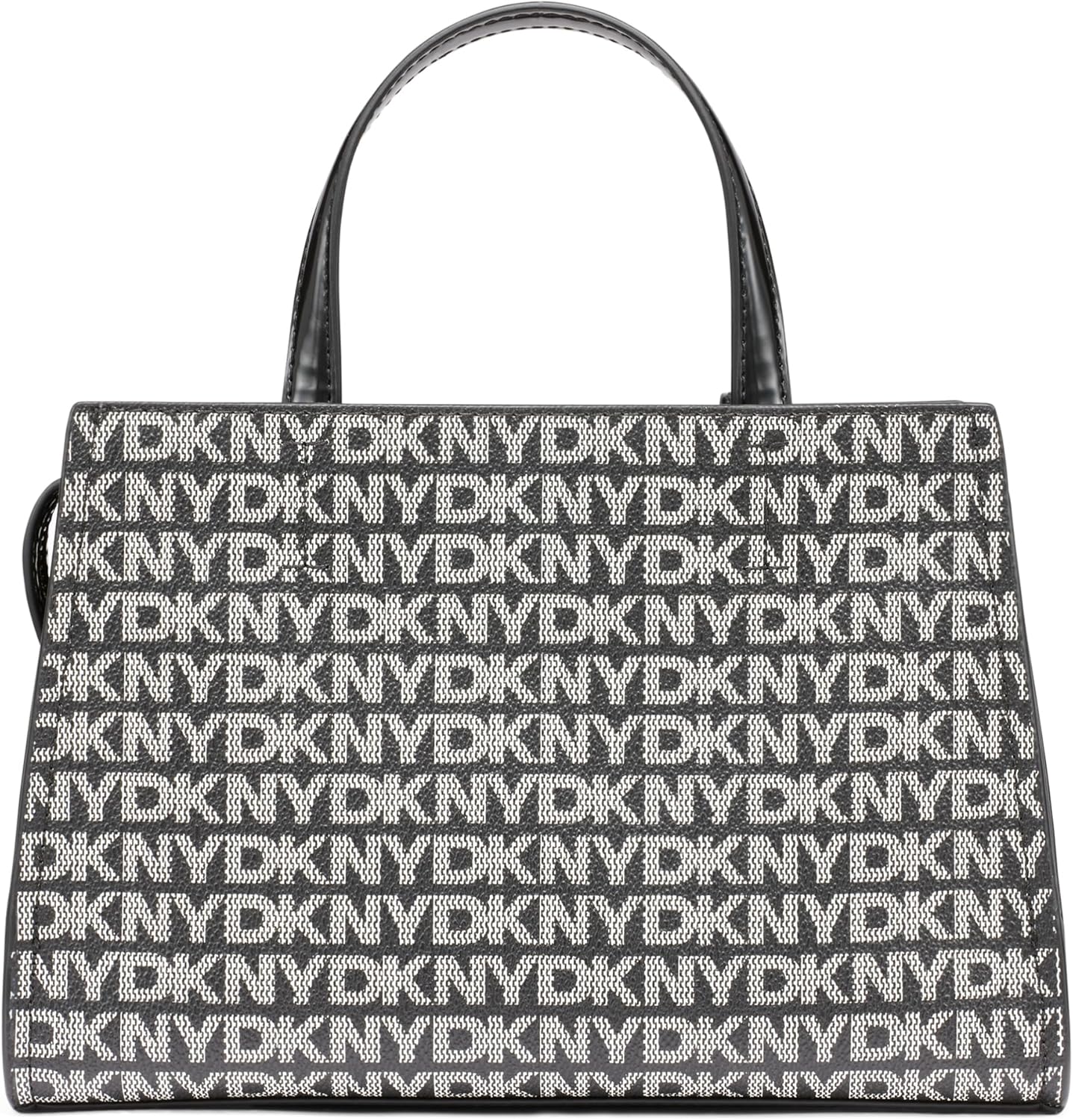 DKNY Women's Avril Small Satchel Crossbody 100% PVC with PU Trim, Black Logo and Black