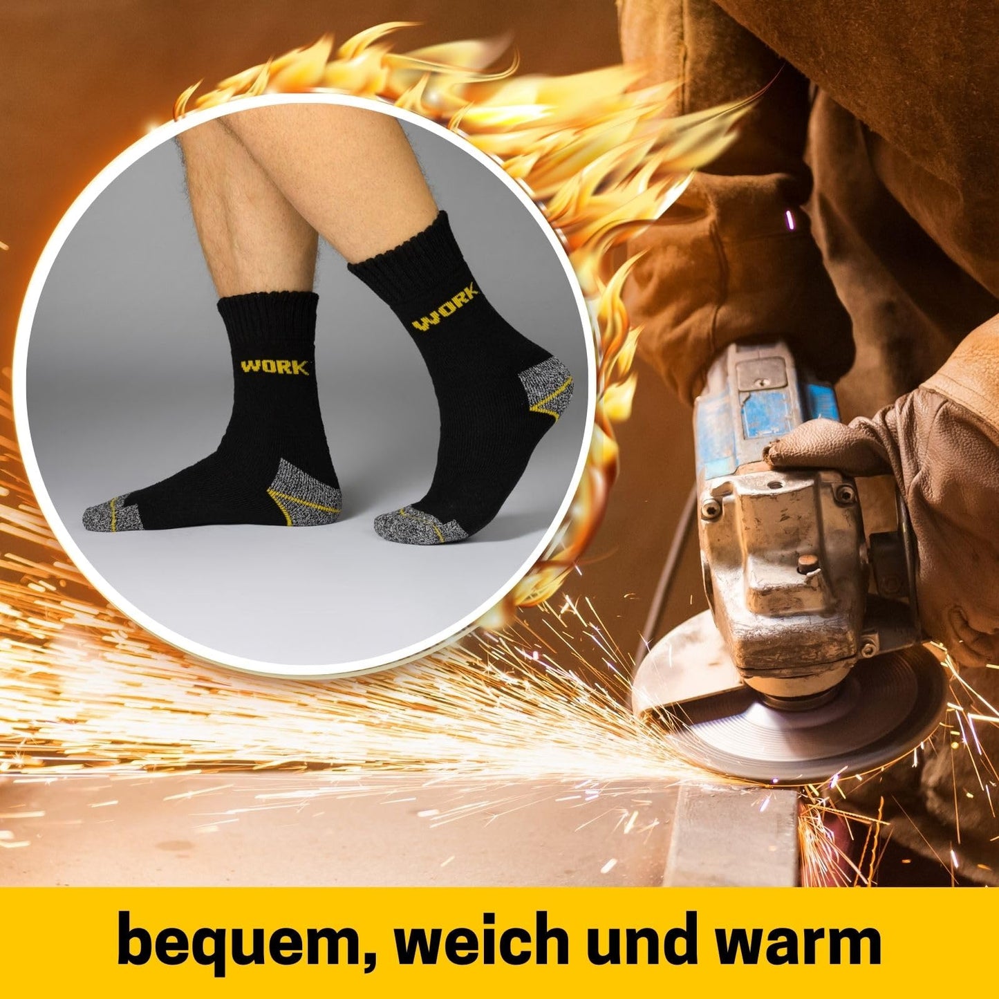 sockenkauf24 10 Paar THERMO Arbeitssocken Herren Winter Socken WORK Innenfrottee