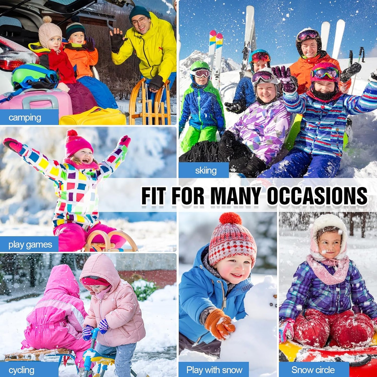 Children's Winter Thermal Fleece Balaclava 4-12 Years, Multifunctional Windproof Adjustable Face Mask, Ski Mask, Warm Hat, Balaclava, Neck Warmer Scarf for Boys and Girls, Outdoor Activities