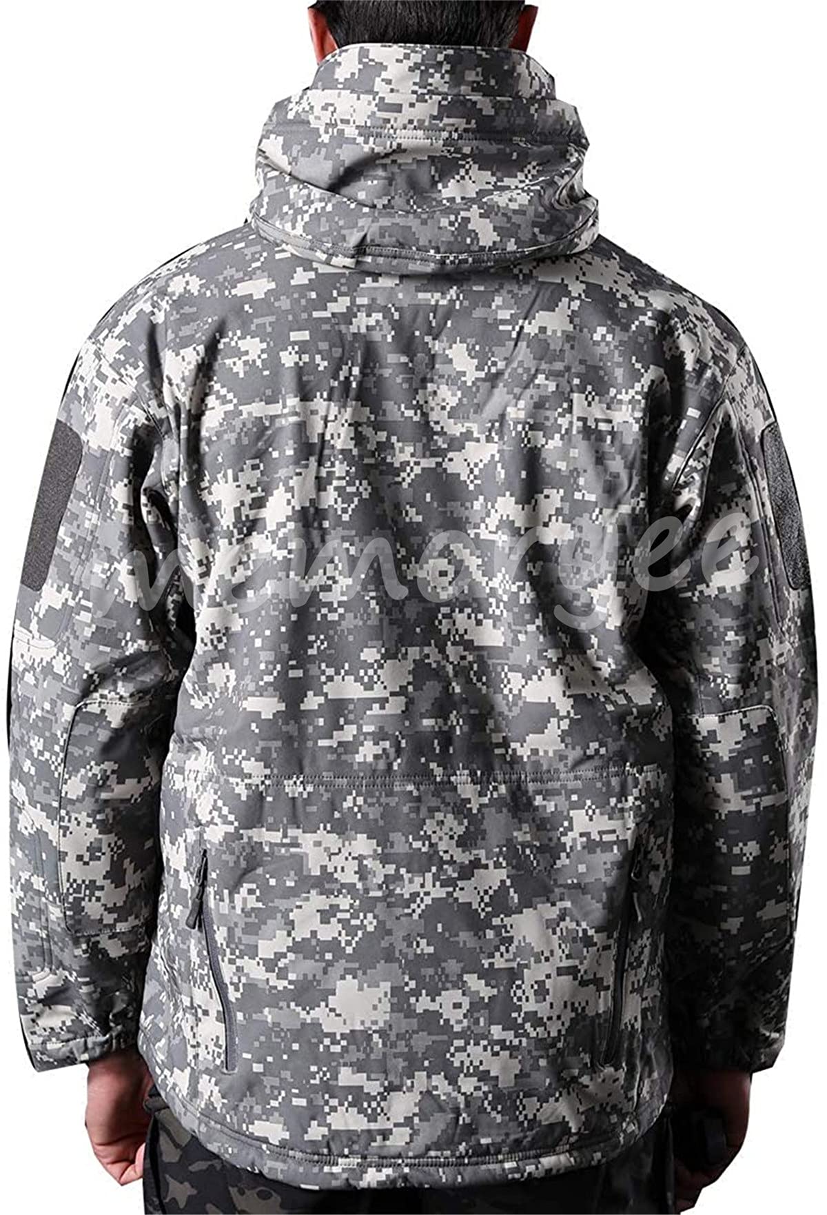 Memoryee Men's Waterproof Softshell Jackets, Warm Military Outdoor Tactical Hoodies, Camouflage Coat