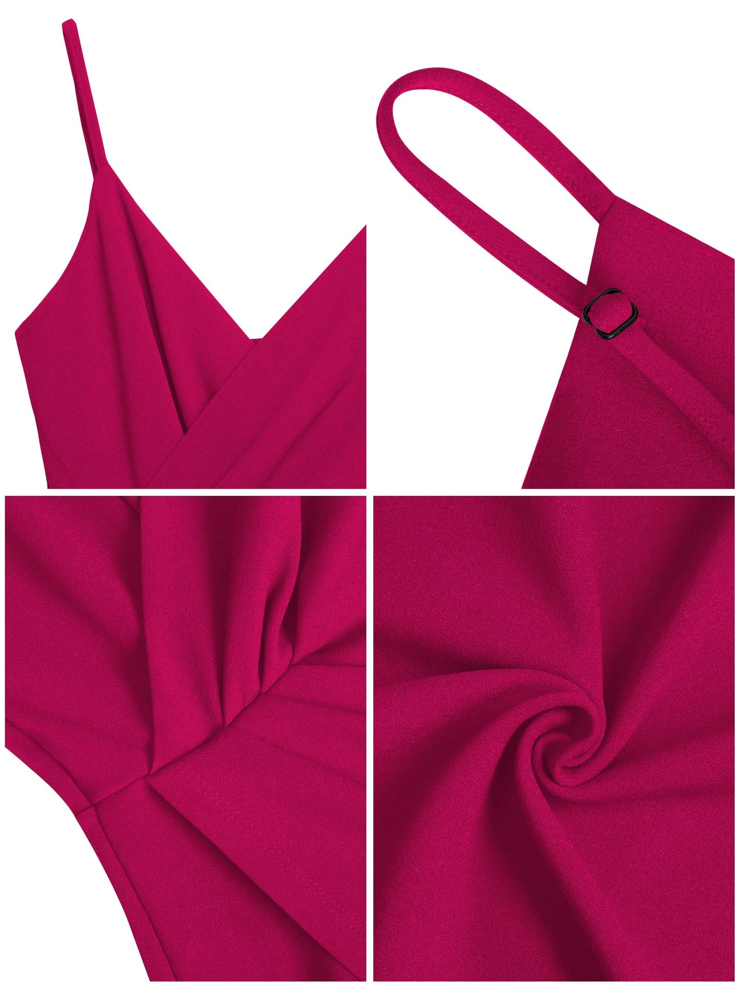 Missufe Damen Cocktailkleid Partykleid Wickelkleid Sommerkleid Midikleid Festliche Elegant Bodycon Hochzeit Ärmellos Spaghettiträger Abendkleider