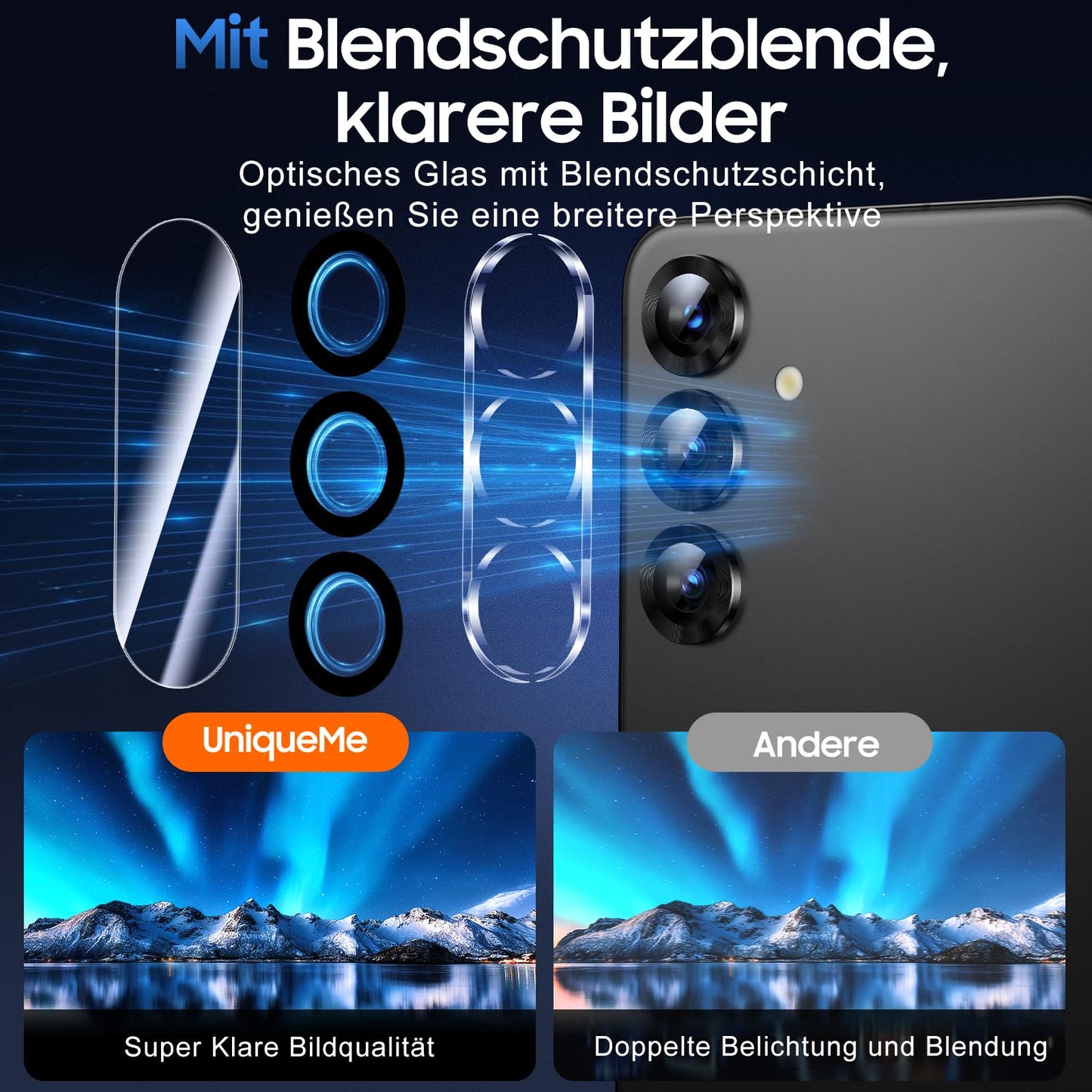 UniqueMe For Samsung Galaxy S25 Ultra Camera Protection - [Scratch-Resistant, Stable] Ultra Clear 9H Hardness Camera Protection for Samsung S25 Ultra Camera Protection [Pack of 3] - HD Transparent