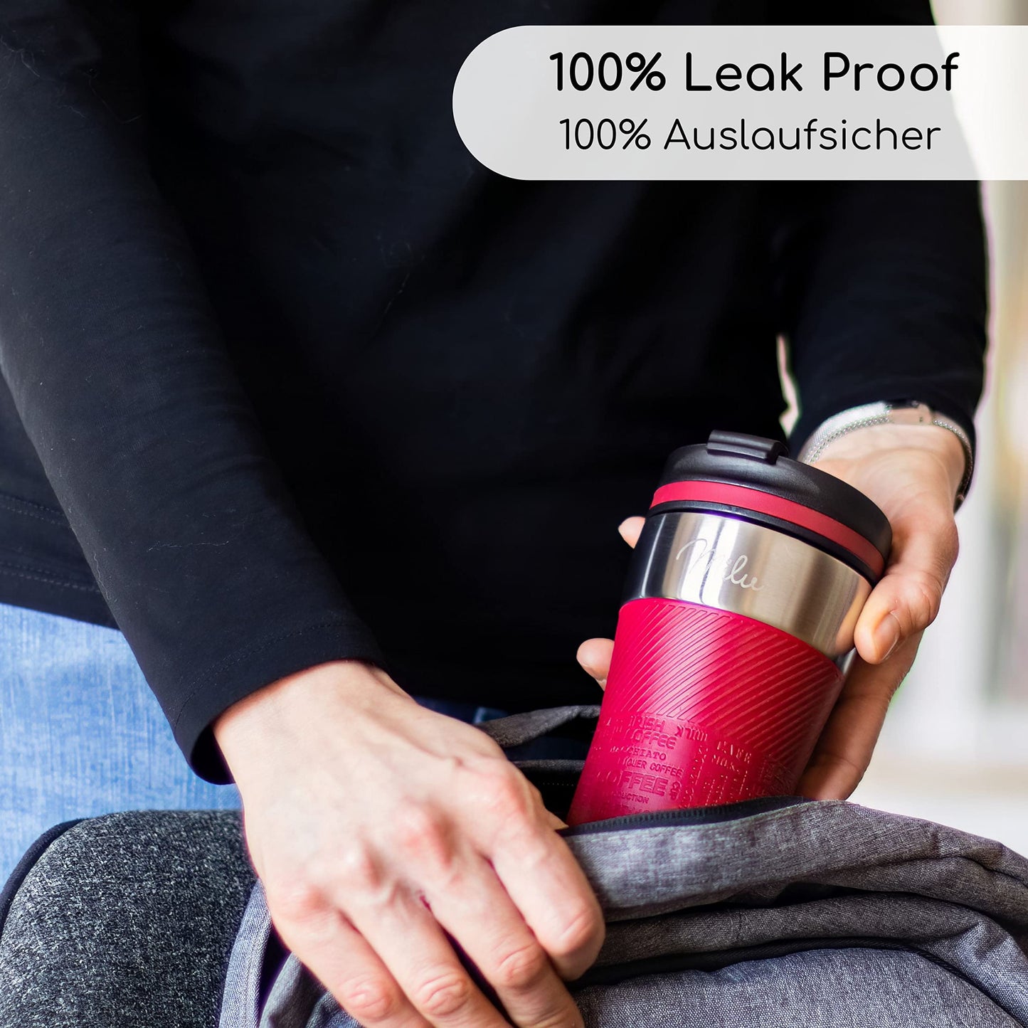 Milu Thermobecher Isolierbecher Kaffeebecher to go - 210ml 100% Auslaufsicher - Trinkbecher aus Edelstahl - Autobecher doppelwand Isolierung - Thermo Becher - Travel Mug (Rot)