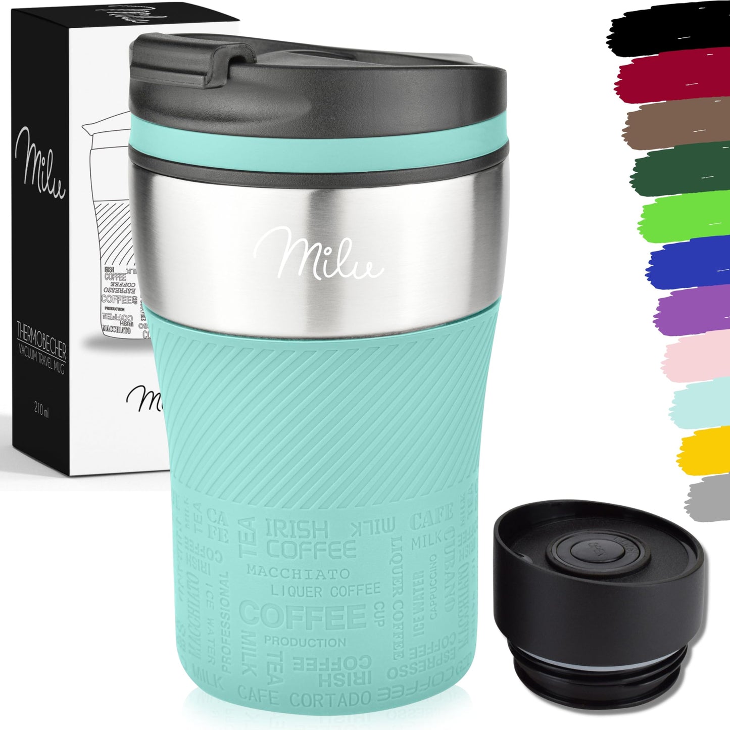 Milu Thermobecher Isolierbecher Kaffeebecher to go - 210ml 100% Auslaufsicher - Trinkbecher aus Edelstahl - Autobecher doppelwand Isolierung - Thermo Becher - Travel Mug (Rot)