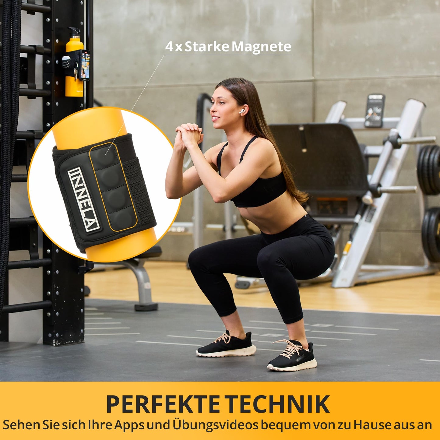 MagnetFit Gym Water Bottle Case with Magnets - Compatible with Apple MagSafe - Bag for AirPods and Keys - Shaker for Protein and 1L Bottle - Record Your Workout