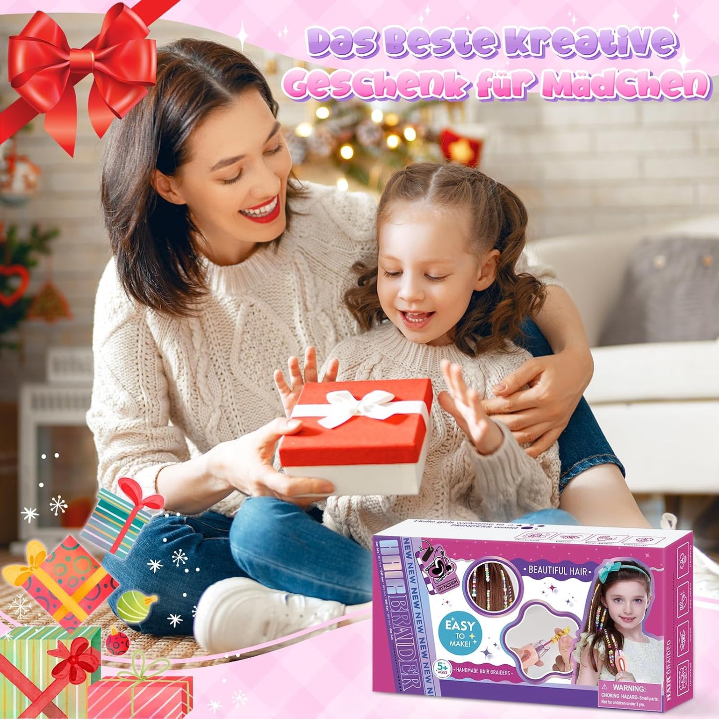 Geschenk Mädchen 5 6 7 8 9 10 Jahre: Haarschmuck Mädchen DIY Haarperlen Set