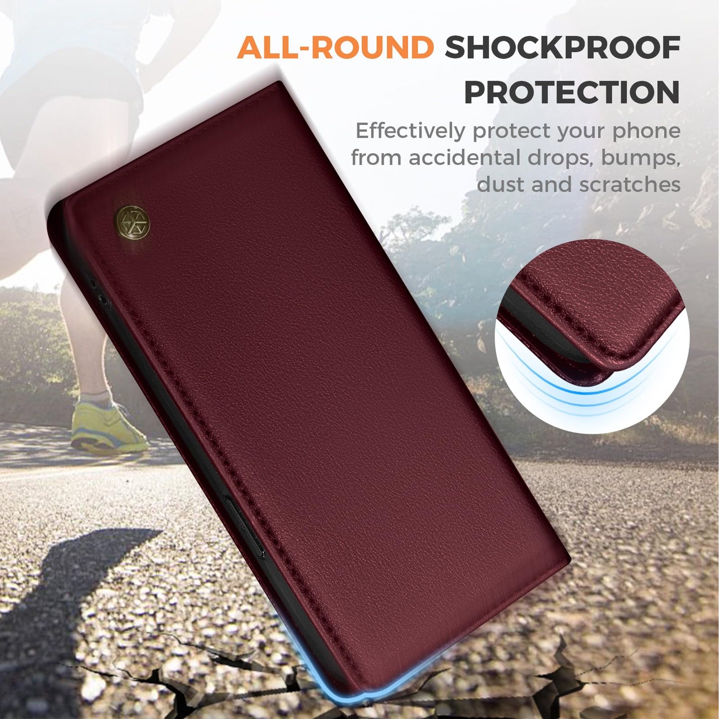 GUCASBE Handyhülle für Samsung Galaxy S24 Ultra Hülle, Premium Lederhülle Klappbar Flip Case RFID Schutzhülle Kartenfach Standfunktion Klapphülle Handytasche für Samsung Galaxy S24 Ultra - Schwarz