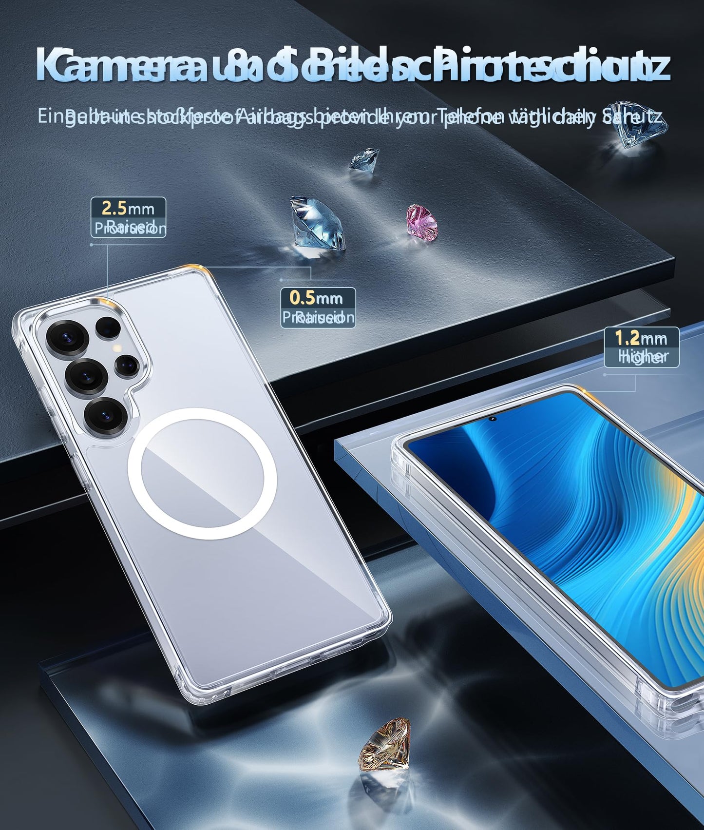 FNTCASE Case for Samsung Galaxy S25 Ultra 6.9 Inches, Military Drop Protection, Anti-Yellowing, Robust, Durable, Shockproof, Protective, Transparent, Clear