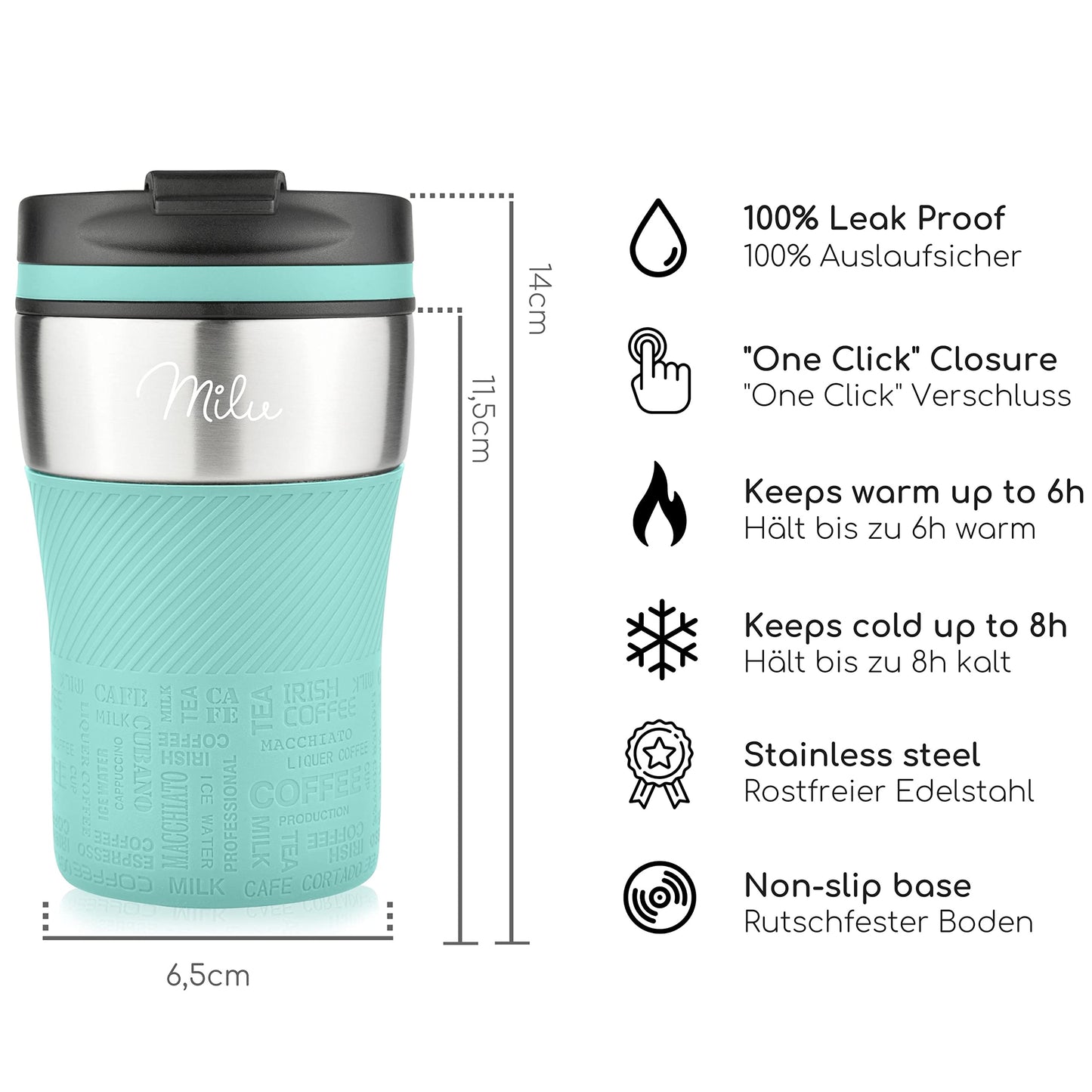 Milu Thermobecher Isolierbecher Kaffeebecher to go - 210ml 100% Auslaufsicher - Trinkbecher aus Edelstahl - Autobecher doppelwand Isolierung - Thermo Becher - Travel Mug (Rot)