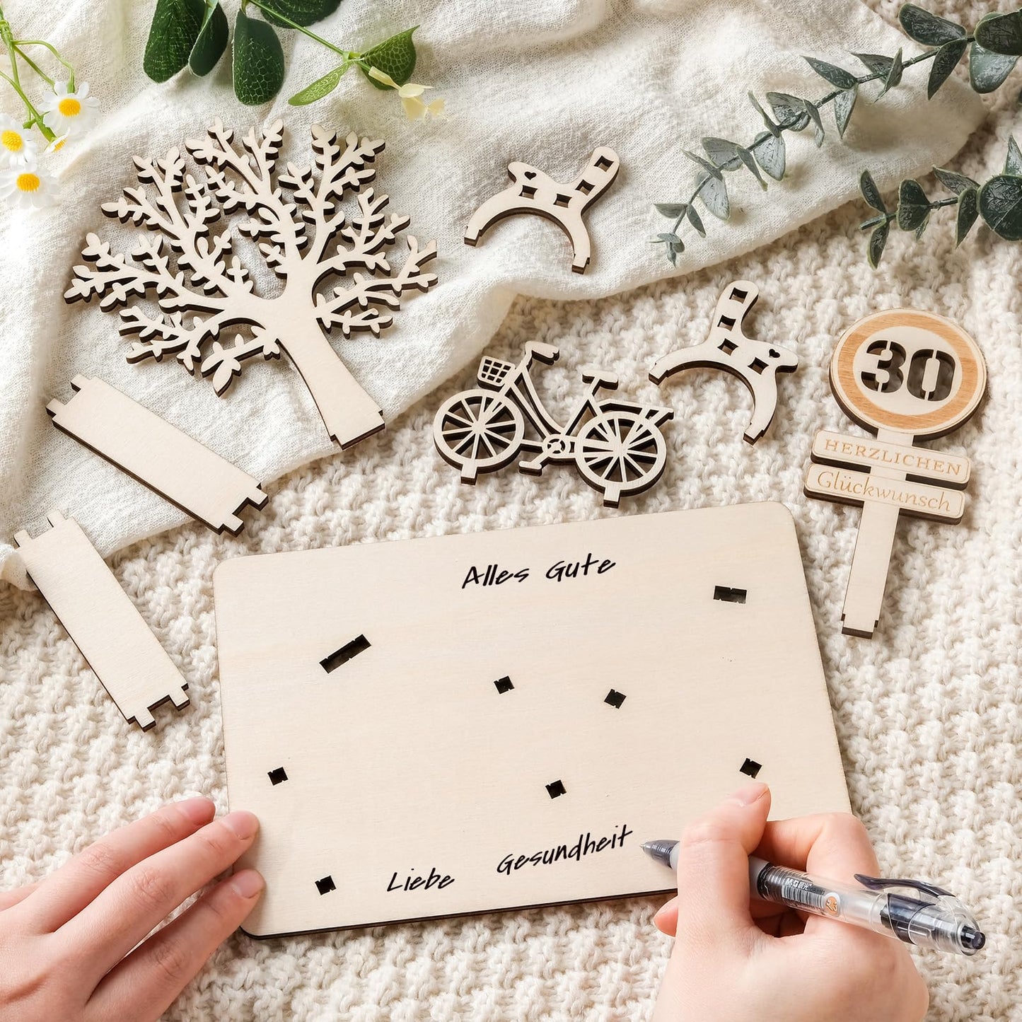 I LOVE MOM Geldgeschenk Geburtstag Holz, Fahrrad Geschenk, DIY Holz Schild Gästebuch Dreidimensionale Bäume Sitzbank Deko Zahlen für Geschenke, Hochzeiten, Partys, Geburtstage, Jubiläum (GYY-60)