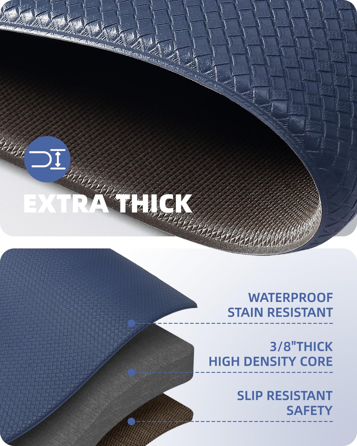 Color G Küchenläufer 2 Stück, küchenteppich waschbar rutschfest, Teppich küche mit Ölfest und Wasserdicht, Gummirücken Küchenmatte für Esszimmer, Küche, läufer Flur(44x150CM + 44x150CM, Schwarz)