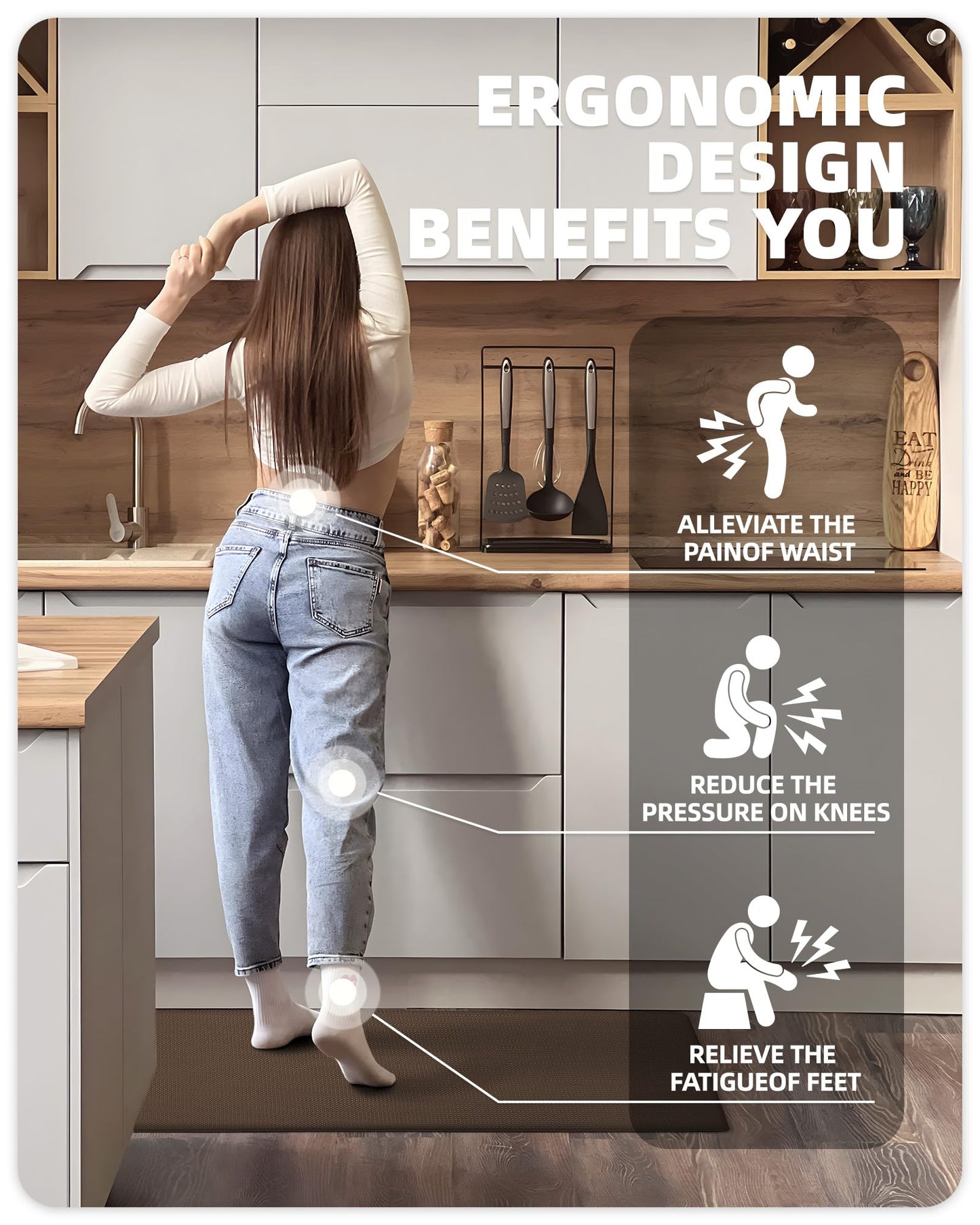 Color G Küchenläufer 2 Stück, küchenteppich waschbar rutschfest, Teppich küche mit Ölfest und Wasserdicht, Gummirücken Küchenmatte für Esszimmer, Küche, läufer Flur(44x150CM + 44x150CM, Schwarz)