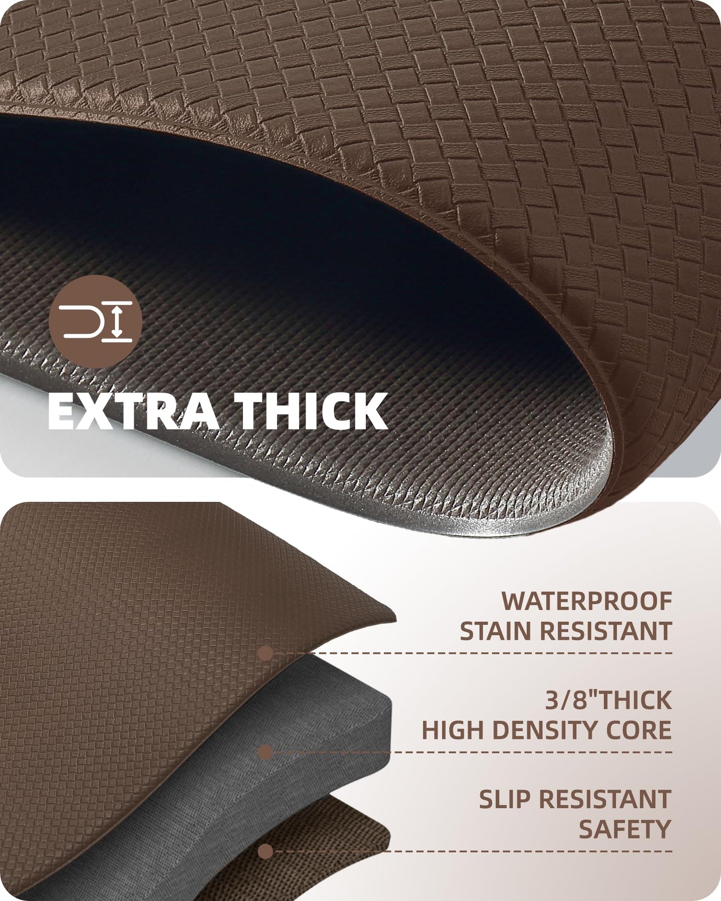 Color G Küchenläufer 2 Stück, küchenteppich waschbar rutschfest, Teppich küche mit Ölfest und Wasserdicht, Gummirücken Küchenmatte für Esszimmer, Küche, läufer Flur(44x150CM + 44x150CM, Schwarz)