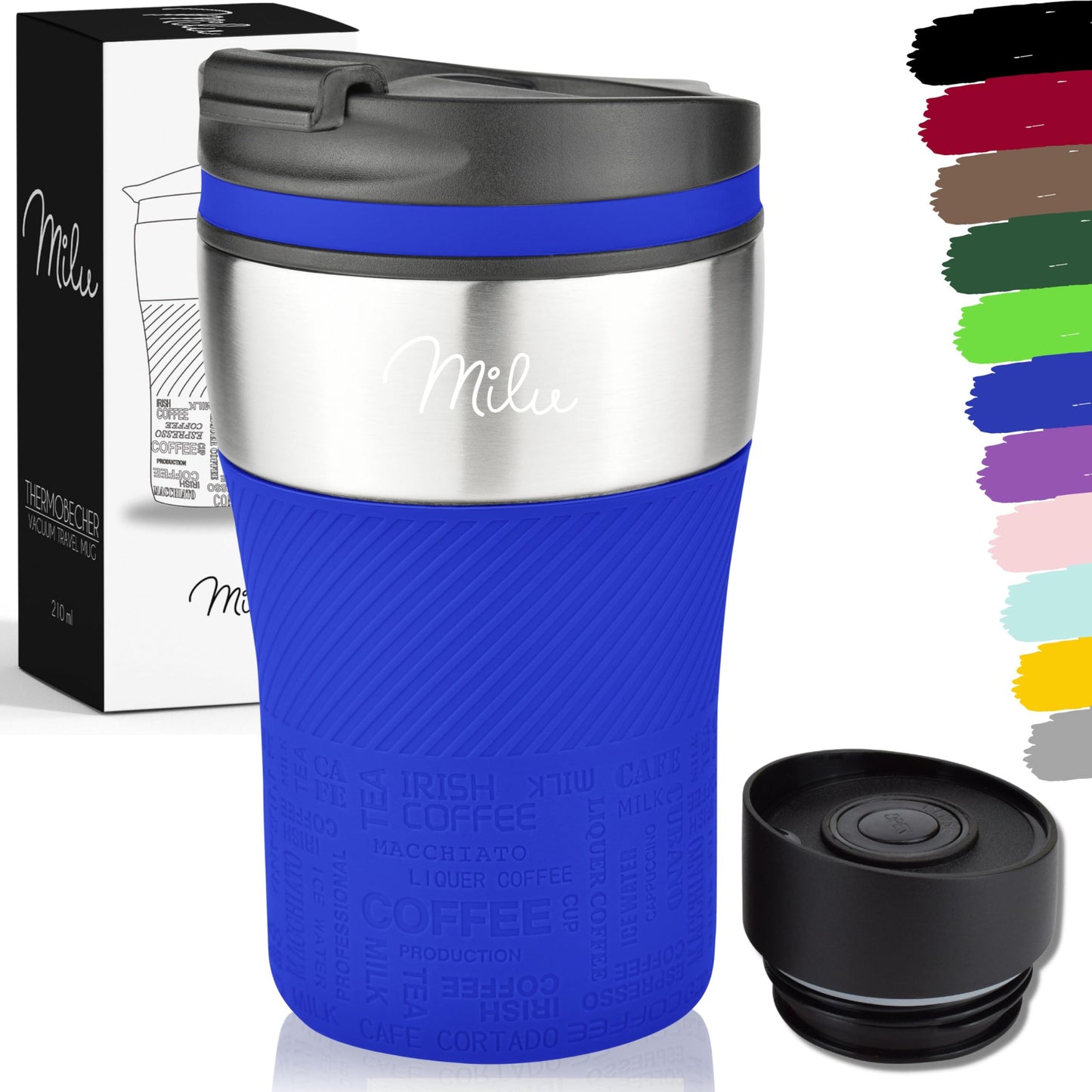Milu Thermobecher Isolierbecher Kaffeebecher to go - 210ml 100% Auslaufsicher - Trinkbecher aus Edelstahl - Autobecher doppelwand Isolierung - Thermo Becher - Travel Mug (Rot)