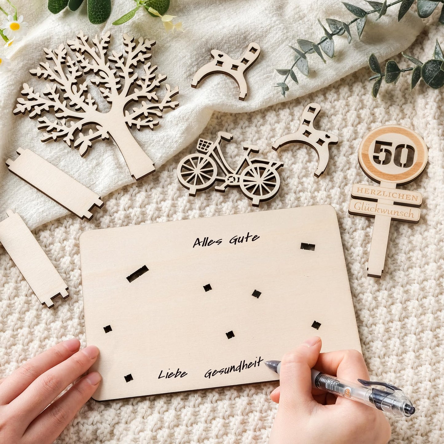 I LOVE MOM Geldgeschenk Geburtstag Holz, Fahrrad Geschenk, DIY Holz Schild Gästebuch Dreidimensionale Bäume Sitzbank Deko Zahlen für Geschenke, Hochzeiten, Partys, Geburtstage, Jubiläum (GYY-60)