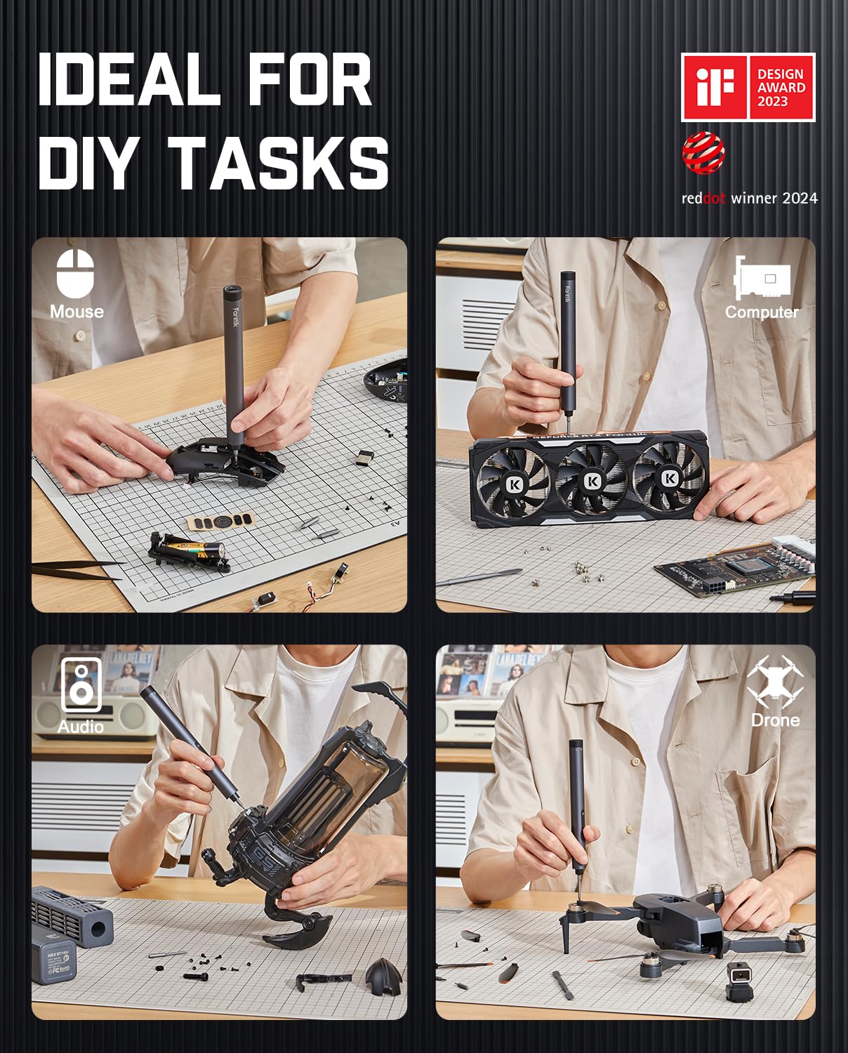 Fanttik E1 Max Mini Electric Screwdriver Set, 50 in 1 Magnetic Precision Screwdriver Kit, 2 Gears Torque, 5/32 Inch Hexagon, Suitable for Repair for iPhone, Laptop, Glasses, Watches