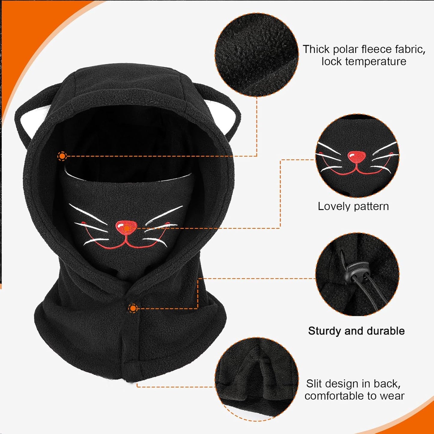 Children's Winter Thermal Fleece Balaclava 4-12 Years, Multifunctional Windproof Adjustable Face Mask, Ski Mask, Warm Hat, Balaclava, Neck Warmer Scarf for Boys and Girls, Outdoor Activities