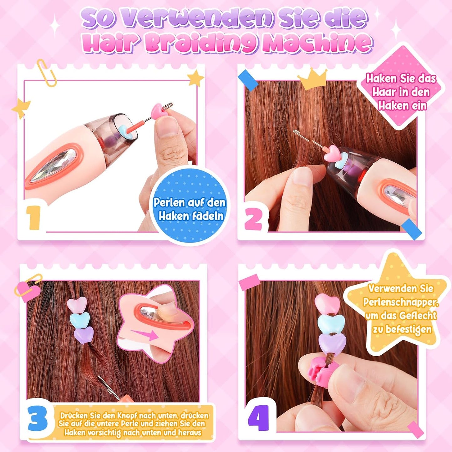 Geschenk Mädchen 5 6 7 8 9 10 Jahre: Haarschmuck Mädchen DIY Haarperlen Set