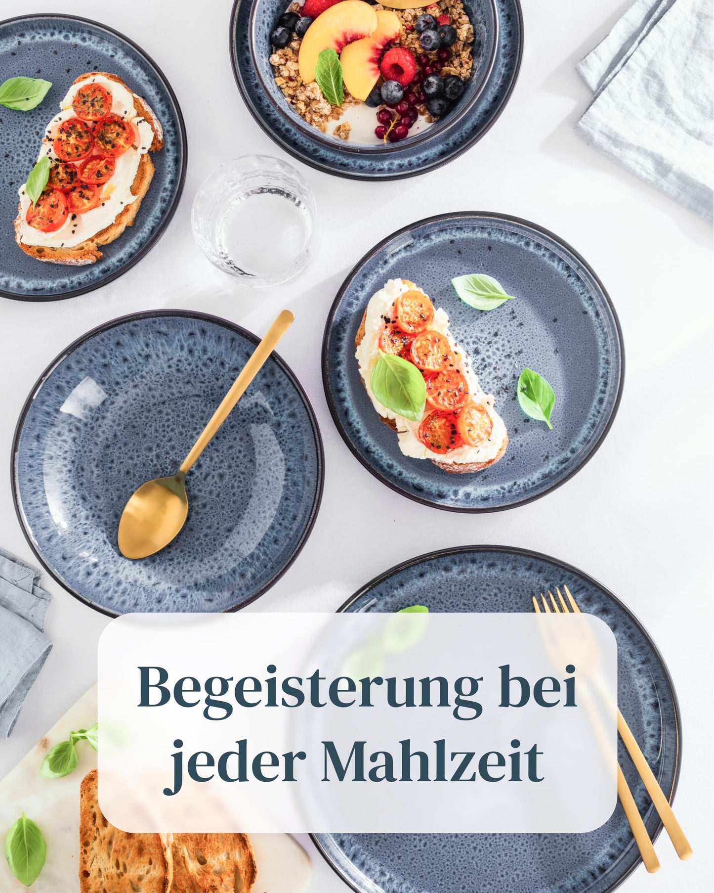 Steingut Frühstücksteller 6 Pers. Ibiza Hochwertiges Mediterranes TEST SEHR GUT Dessertteller Set - Kuchenteller spülmaschinen- und kratzfest - Kleine Teller, Salatteller Pure Living in Petrol