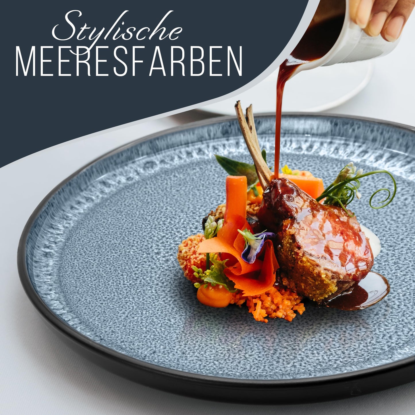 Steingut Frühstücksteller 6 Pers. Ibiza Hochwertiges Mediterranes TEST SEHR GUT Dessertteller Set - Kuchenteller spülmaschinen- und kratzfest - Kleine Teller, Salatteller Pure Living in Petrol