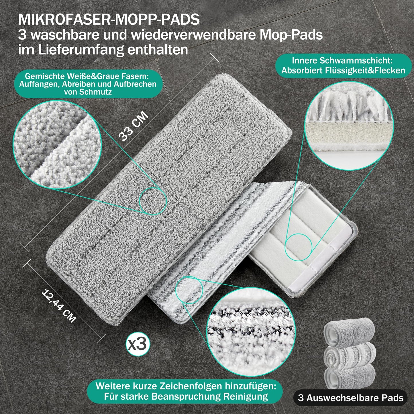 JOYMOOP Mop und Eimer mit Wringer Set, Hands Free Flat Floor Mop und Eimer, mit 5 waschbaren Mikrofaserpads, Nass- und Trockeneinsatz, Bodenreinigungssystem