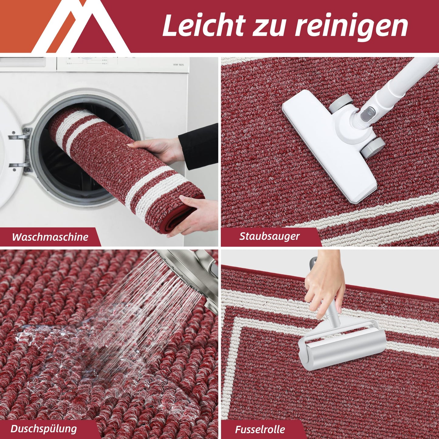 COSY HOMEER Küchenläufer rutschfest 2 Stück, Küchenteppich Waschbar rutschfest, Küchenmatten, Teppich Läufer Flur für Küche, Kitchen Mat/Rug/Carpet(51x76CM + 51x122CM, Grau)