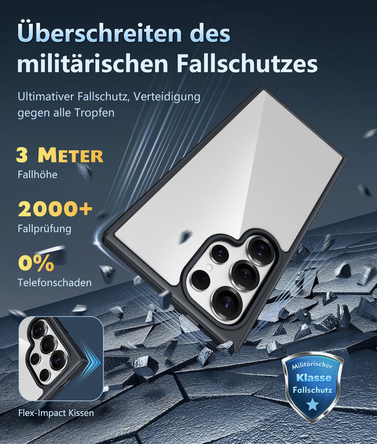 FNTCASE Case for Samsung Galaxy S25 Ultra 6.9 Inches, Military Drop Protection, Anti-Yellowing, Robust, Durable, Shockproof, Protective, Transparent, Clear