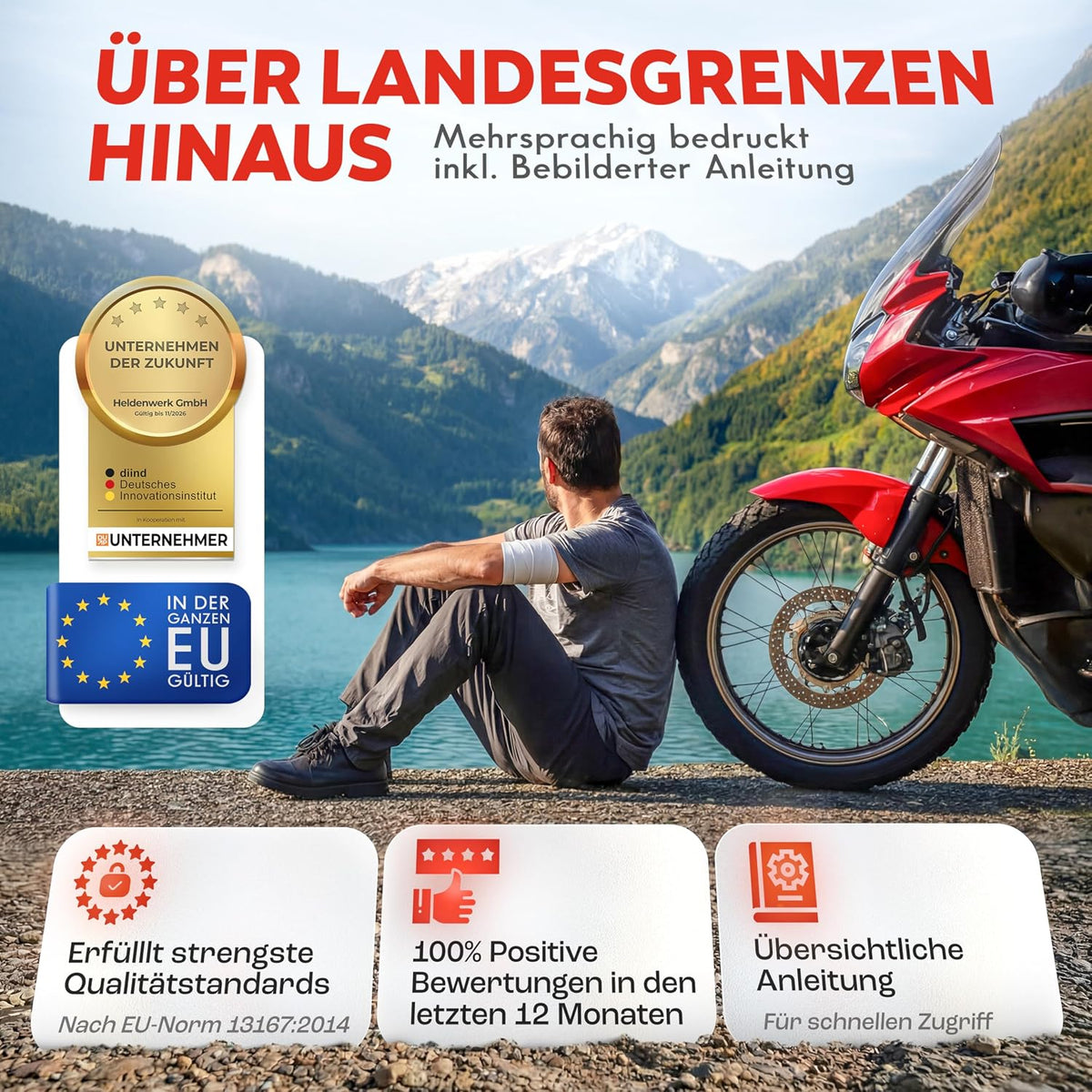 HELDENWERK® Erste Hilfe Set Motorrad Norm 2026 DIN 13167 StVZO konform