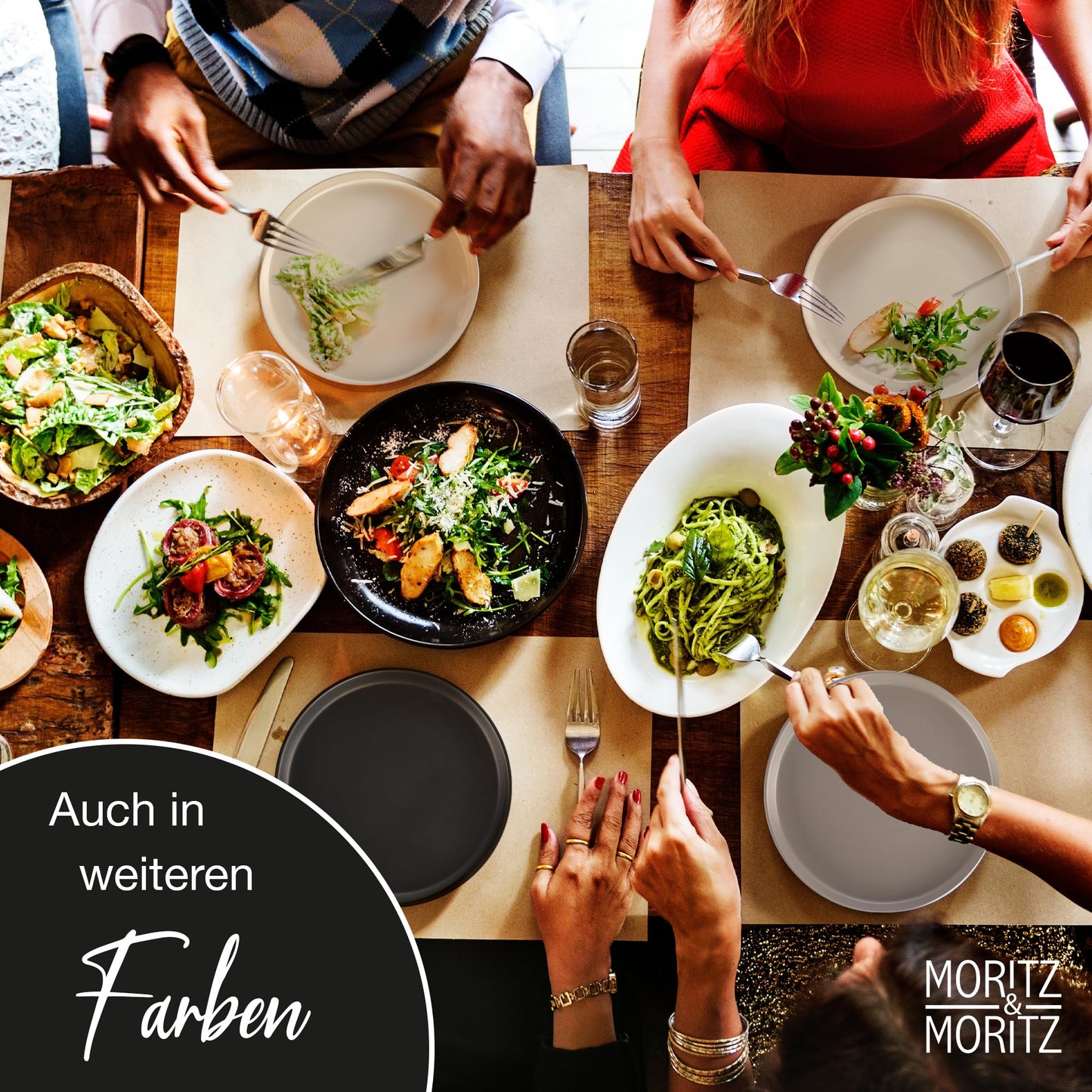 Moritz & Moritz NORDIC Geschirrset 6 Personen 18-teilig Taupe - Elegantes Teller Set aus hochwertigem Steinzeug - Geschirr Set aus 6x Dinnerteller, 6x Dessertteller, 6x Suppenteller