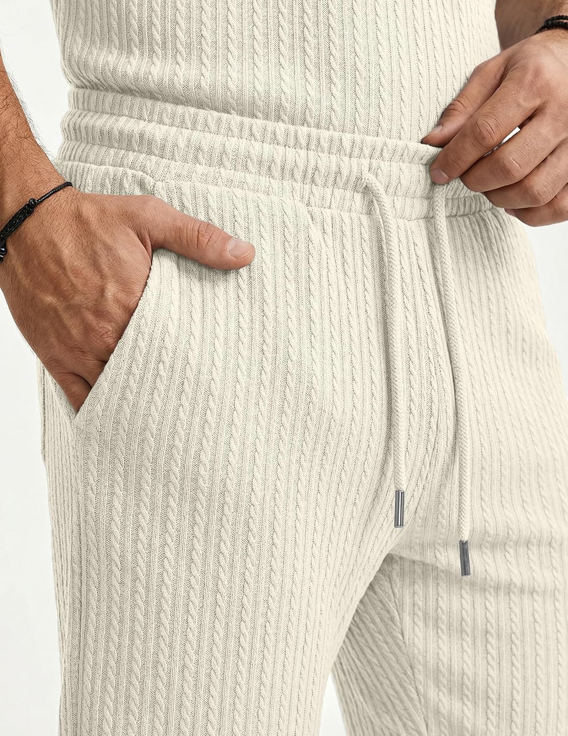 JMIERR Herren Jogginganzug Set Sommer 2 Teiliges Poloshirts Kurzarm Einfarbig Strick mit Kurze Hose Herren mit Elastischer Taille Baggy Freizeitanzug