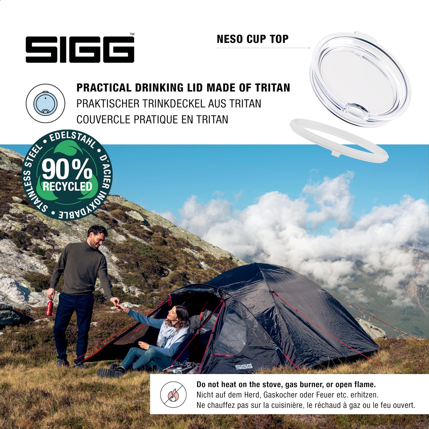 SIGG - Camp Thermobecher - Travel Mug Night Black - Mit Tritan-Deckel - Spülmaschinenfest - Mit Henkel - BPA-frei - Isolierbecher doppelwandig - Weiss - 0,3L, 6053.80