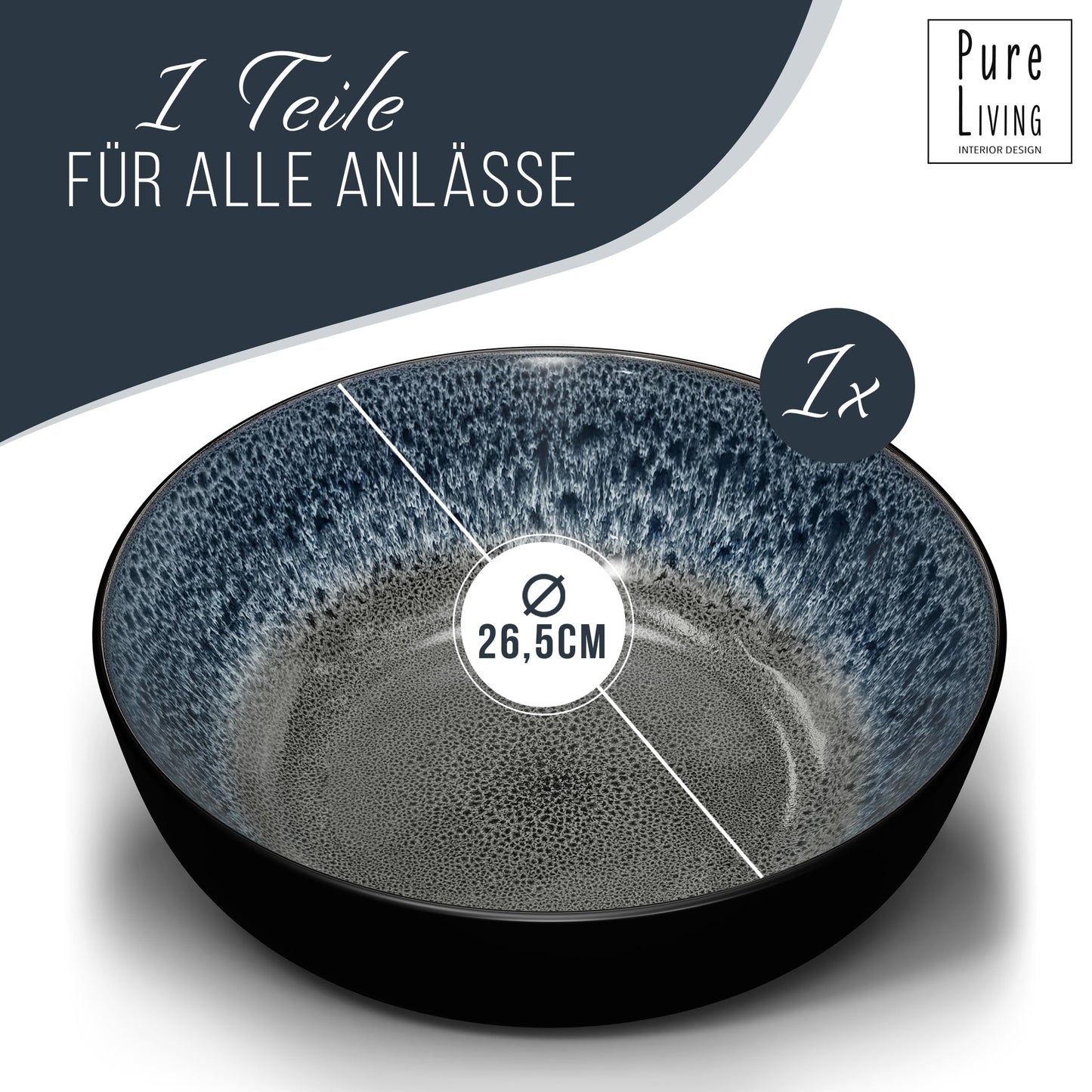 Steingut Frühstücksteller 6 Pers. Ibiza Hochwertiges Mediterranes TEST SEHR GUT Dessertteller Set - Kuchenteller spülmaschinen- und kratzfest - Kleine Teller, Salatteller Pure Living in Petrol