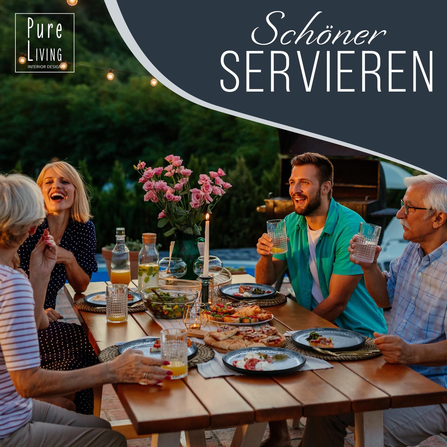 Steingut Frühstücksteller 6 Pers. Ibiza Hochwertiges Mediterranes TEST SEHR GUT Dessertteller Set - Kuchenteller spülmaschinen- und kratzfest - Kleine Teller, Salatteller Pure Living in Petrol