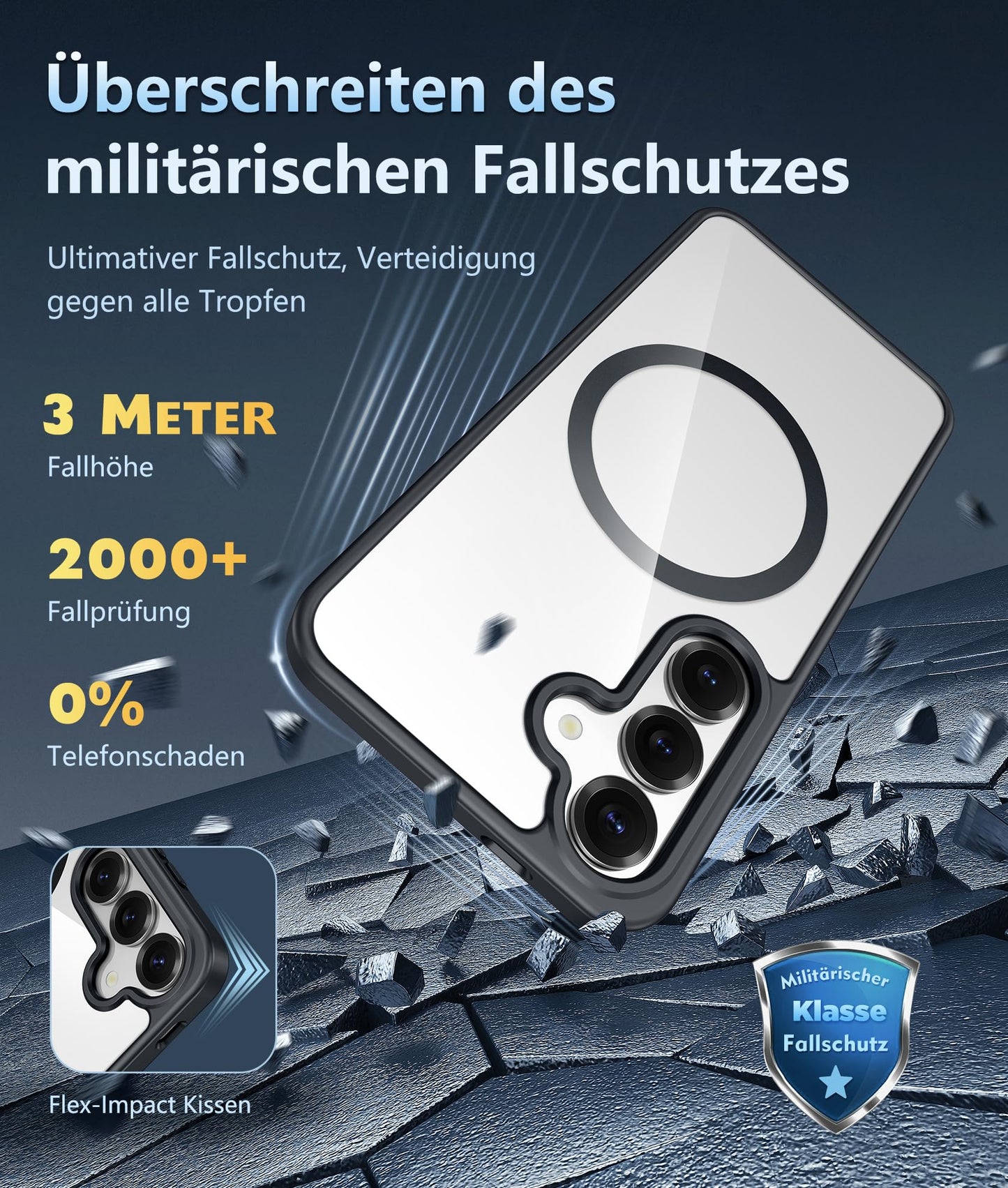 FNTCASE Case for Samsung Galaxy S25 Ultra 6.9 Inches, Military Drop Protection, Anti-Yellowing, Robust, Durable, Shockproof, Protective, Transparent, Clear