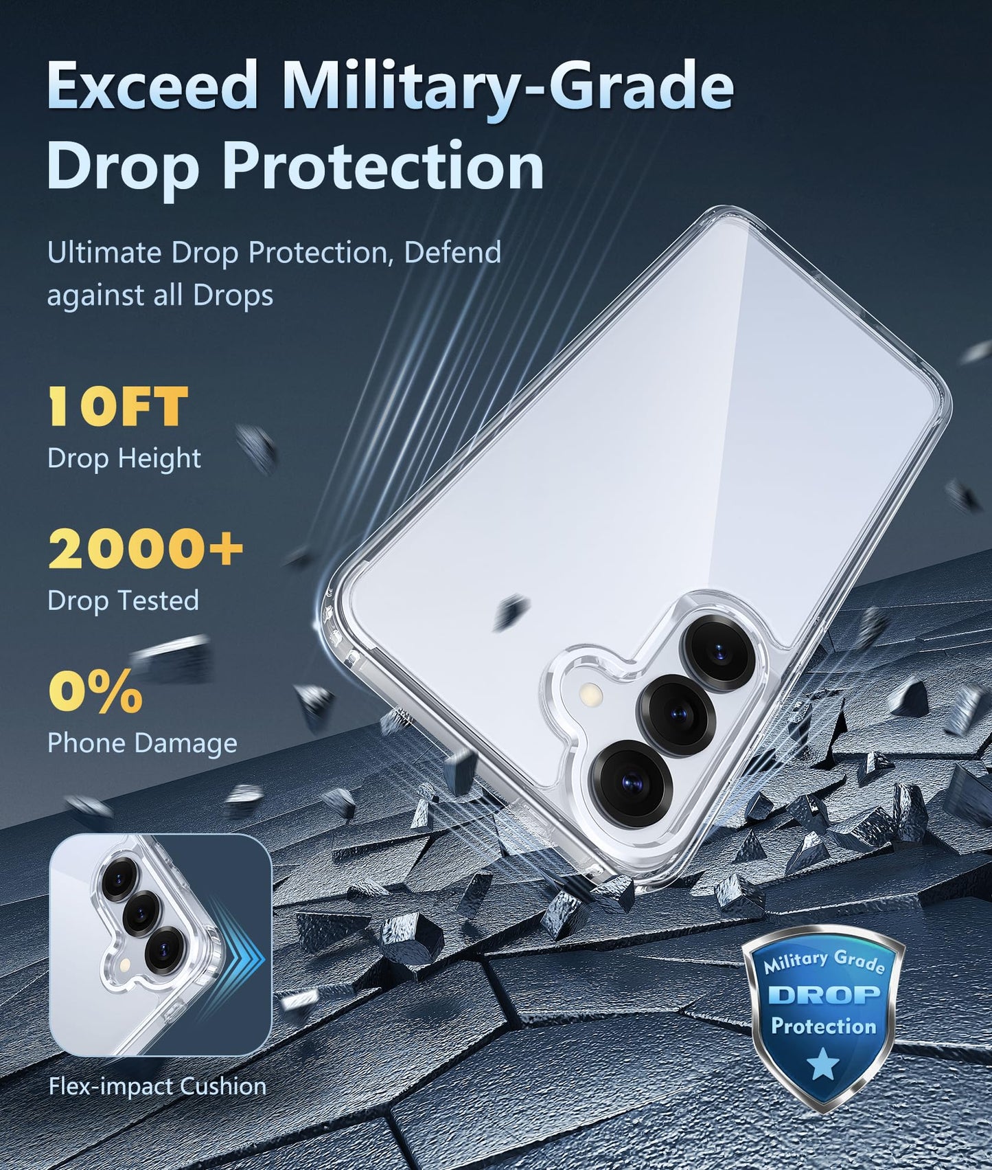 FNTCASE Case for Samsung Galaxy S25 Ultra 6.9 Inches, Military Drop Protection, Anti-Yellowing, Robust, Durable, Shockproof, Protective, Transparent, Clear