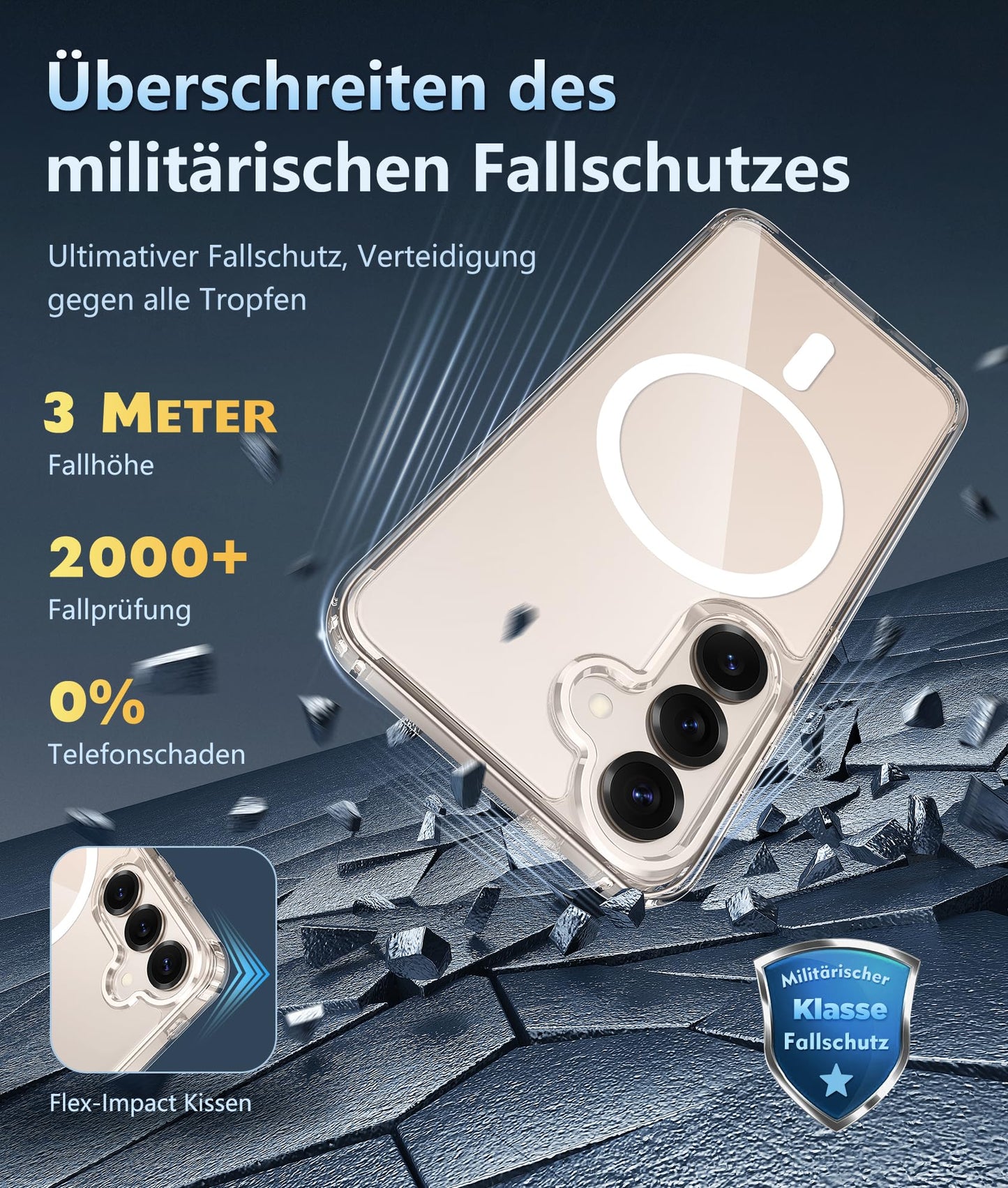 FNTCASE Case for Samsung Galaxy S25 Ultra 6.9 Inches, Military Drop Protection, Anti-Yellowing, Robust, Durable, Shockproof, Protective, Transparent, Clear