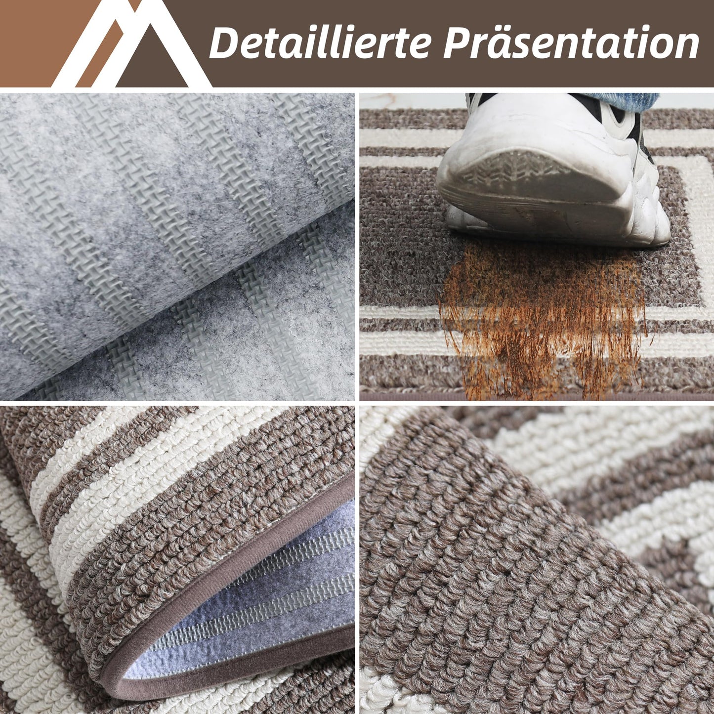 COSY HOMEER Küchenläufer rutschfest 2 Stück, Küchenteppich Waschbar rutschfest, Küchenmatten, Teppich Läufer Flur für Küche, Kitchen Mat/Rug/Carpet(51x76CM + 51x122CM, Grau)