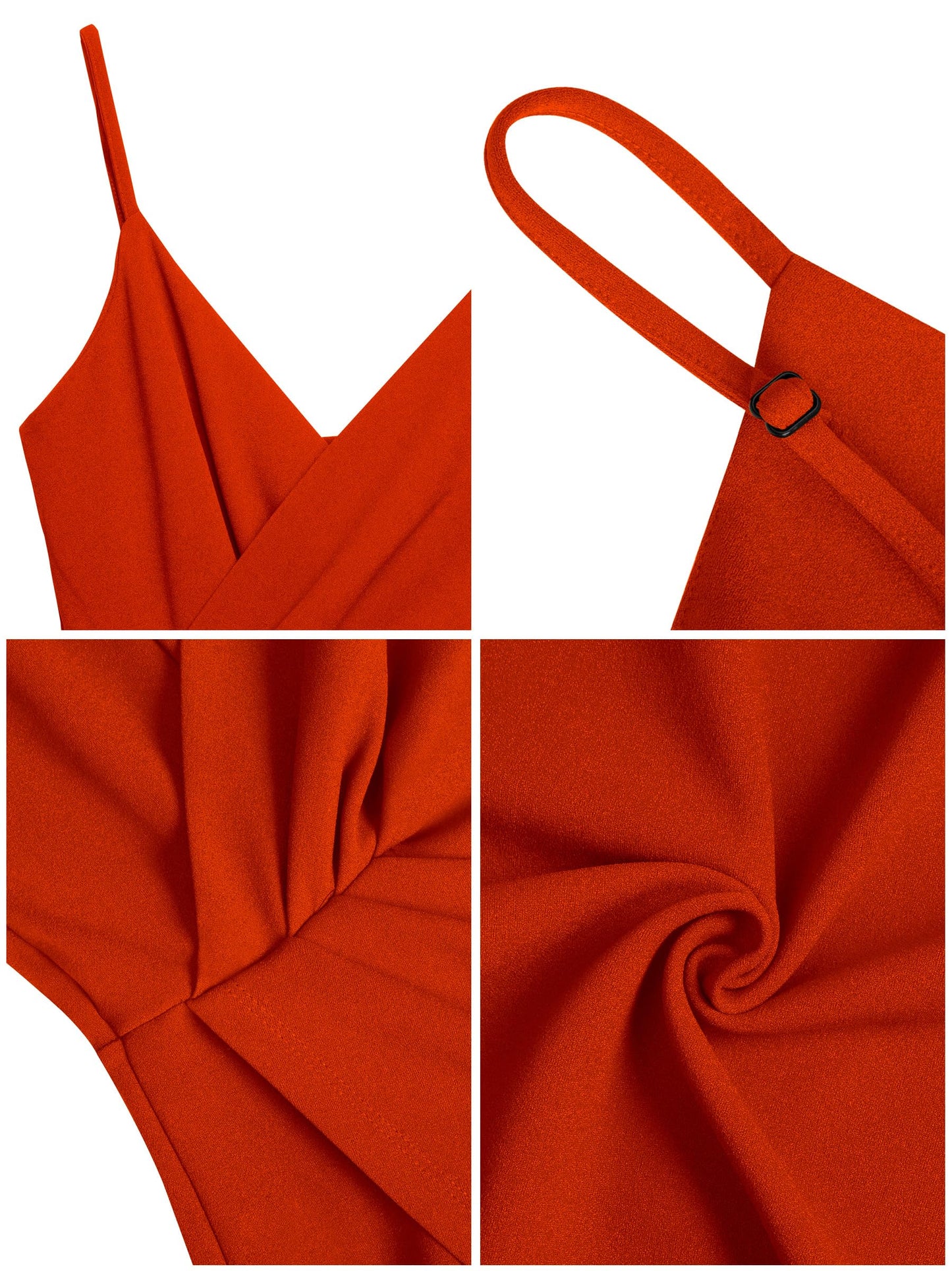 Missufe Damen Cocktailkleid Partykleid Wickelkleid Sommerkleid Midikleid Festliche Elegant Bodycon Hochzeit Ärmellos Spaghettiträger Abendkleider