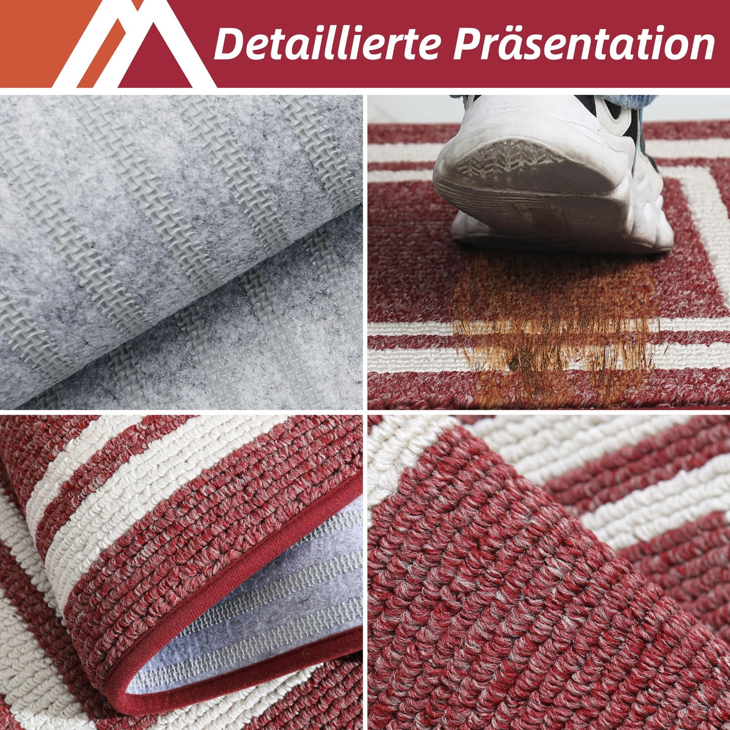 COSY HOMEER Küchenläufer rutschfest 2 Stück, Küchenteppich Waschbar rutschfest, Küchenmatten, Teppich Läufer Flur für Küche, Kitchen Mat/Rug/Carpet(51x76CM + 51x122CM, Grau)