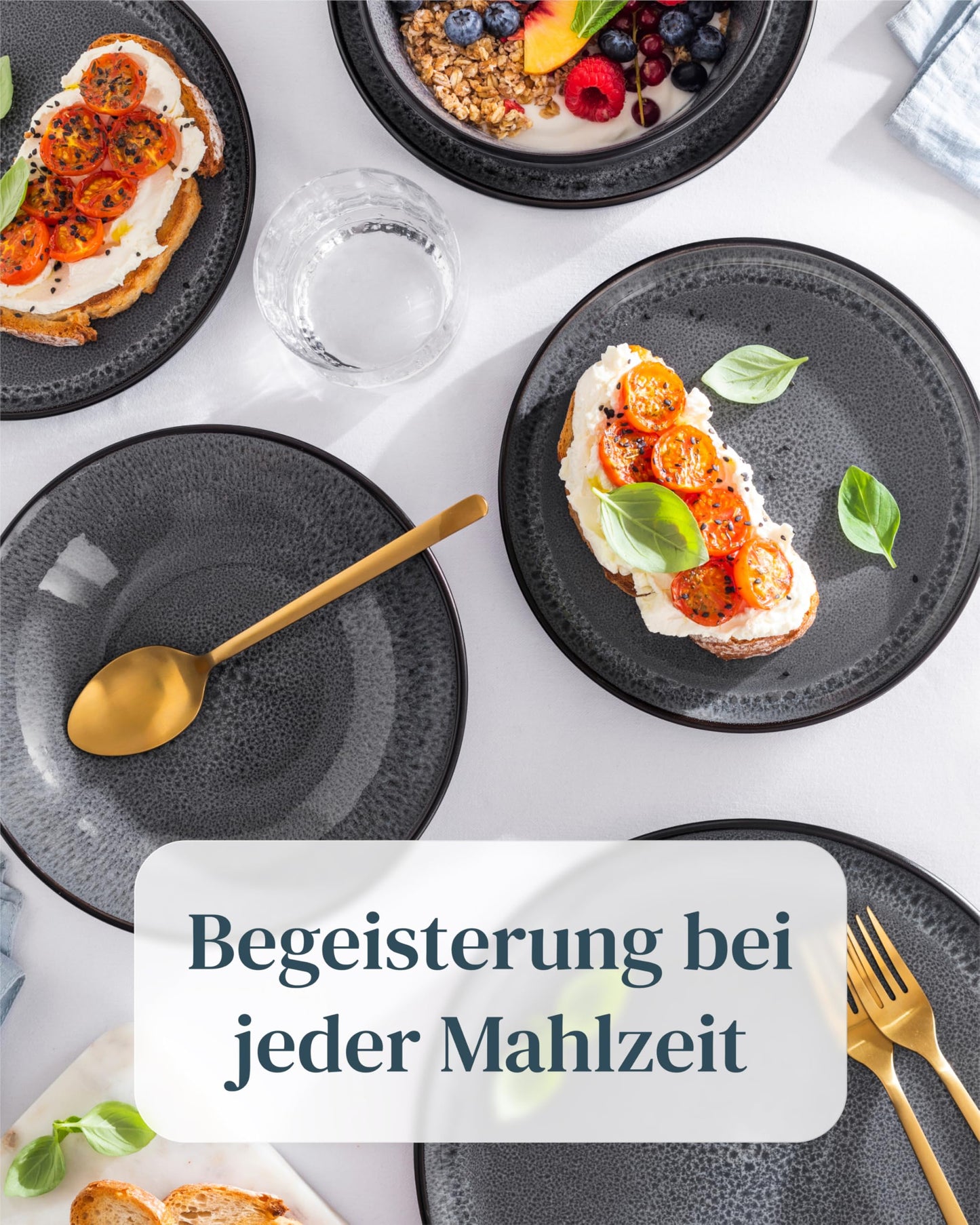 Steingut Frühstücksteller 6 Pers. Ibiza Hochwertiges Mediterranes TEST SEHR GUT Dessertteller Set - Kuchenteller spülmaschinen- und kratzfest - Kleine Teller, Salatteller Pure Living in Petrol